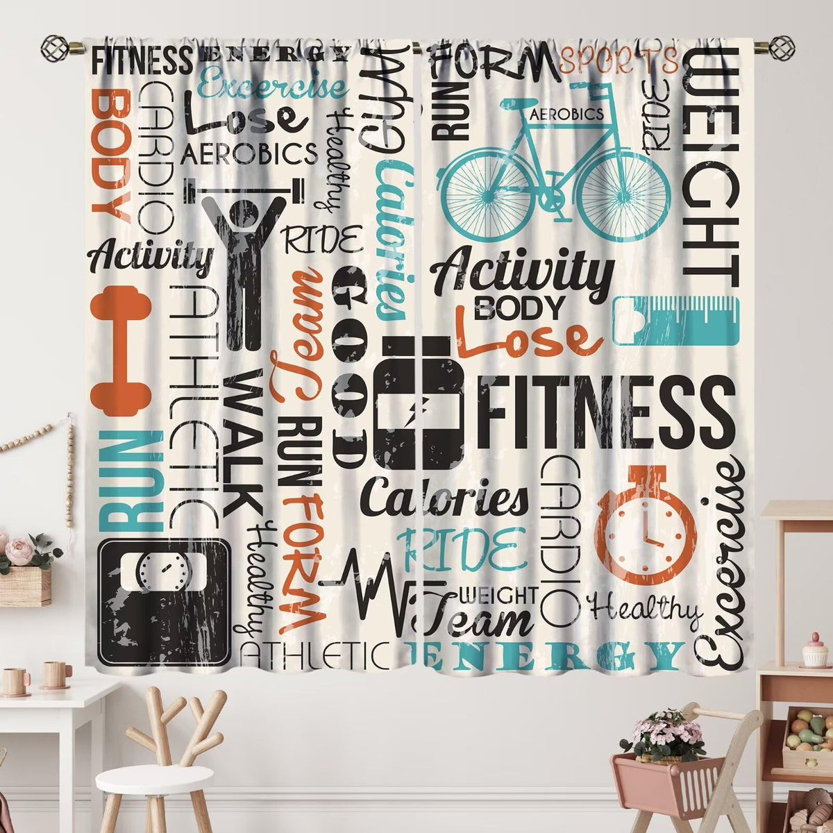 Fitness Curtains Sportive and Active Life Concept Exercising - ZhiRain Official Imagery - 1