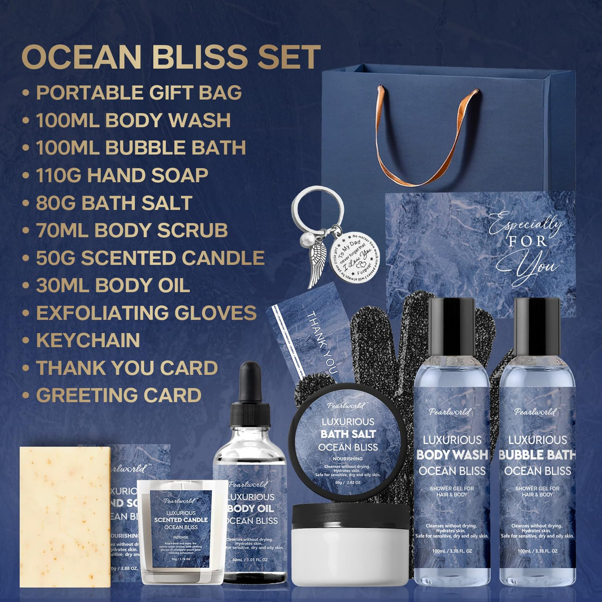 Birthday Gifts Baskets for Men Bath Spa Set Ocean Scented - PEARLWORLD Official Imagery - 3