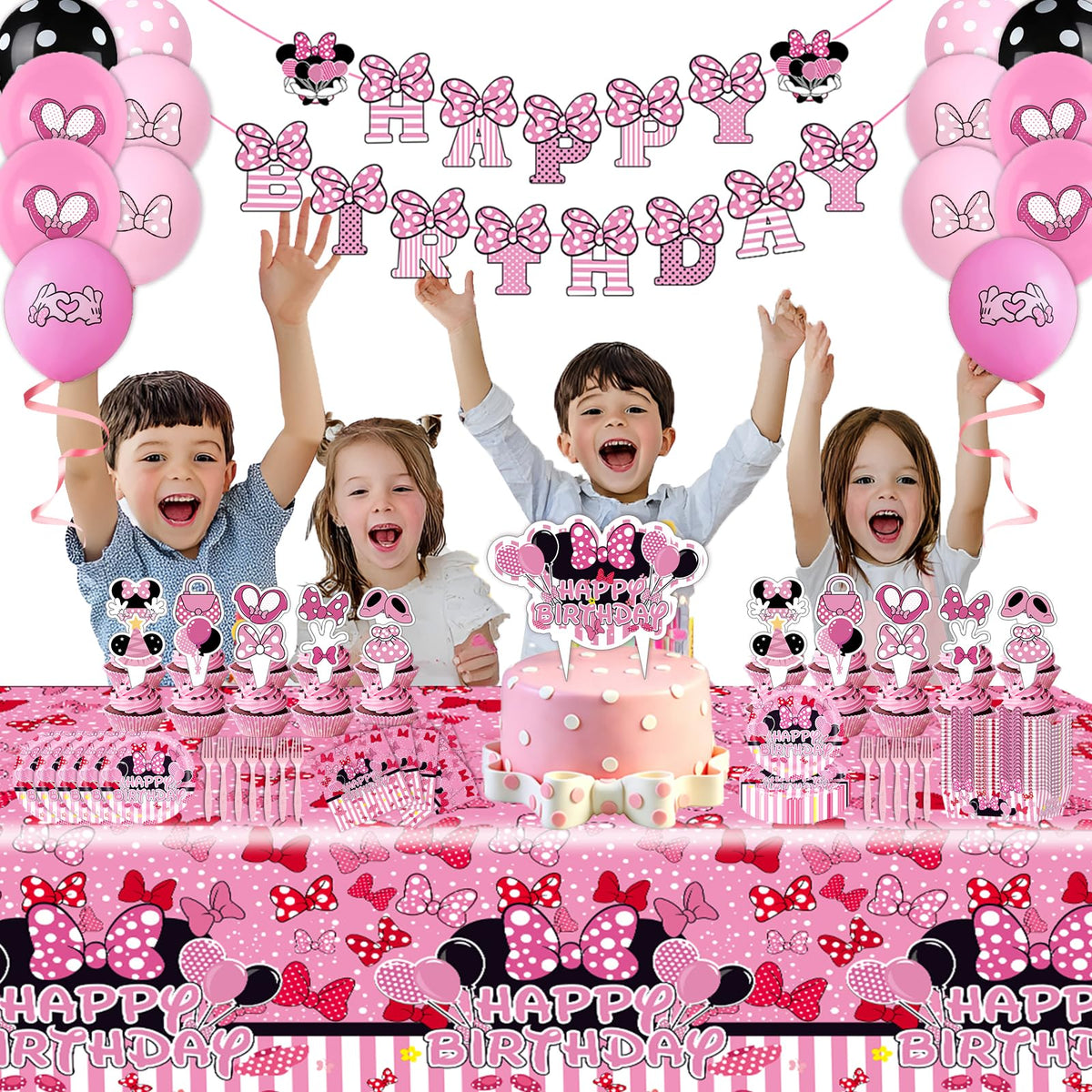 133PCS Pink Birthday Party Supplies - UKKJOM Official Imagery - 4