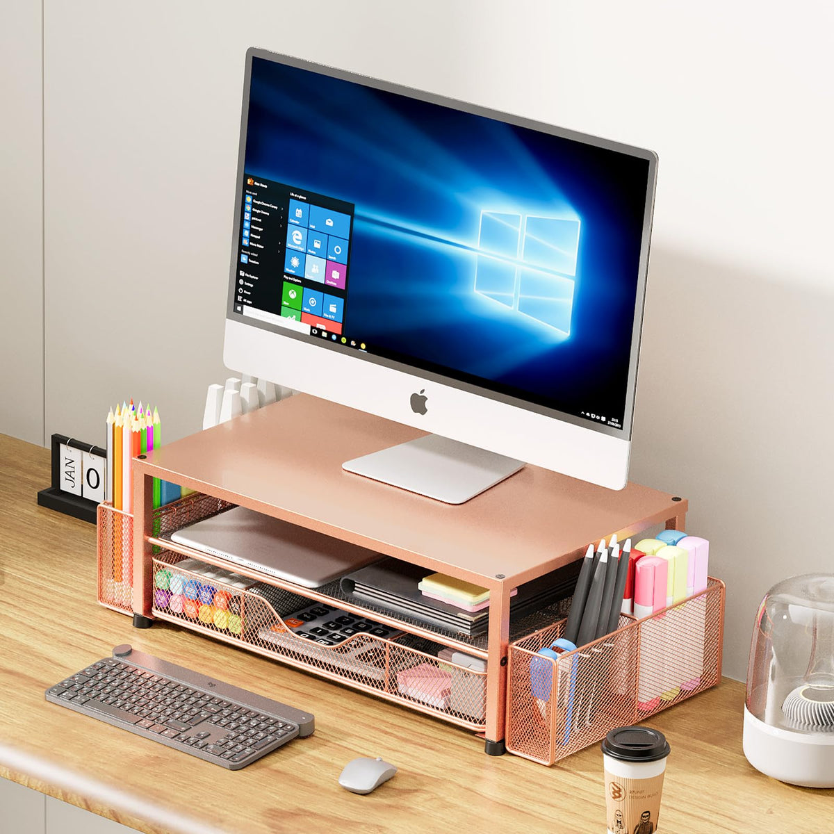 Desk Organizer and Accessories 2 Tier Computer Monitor Stand - OPNICE Official Imagery - 6