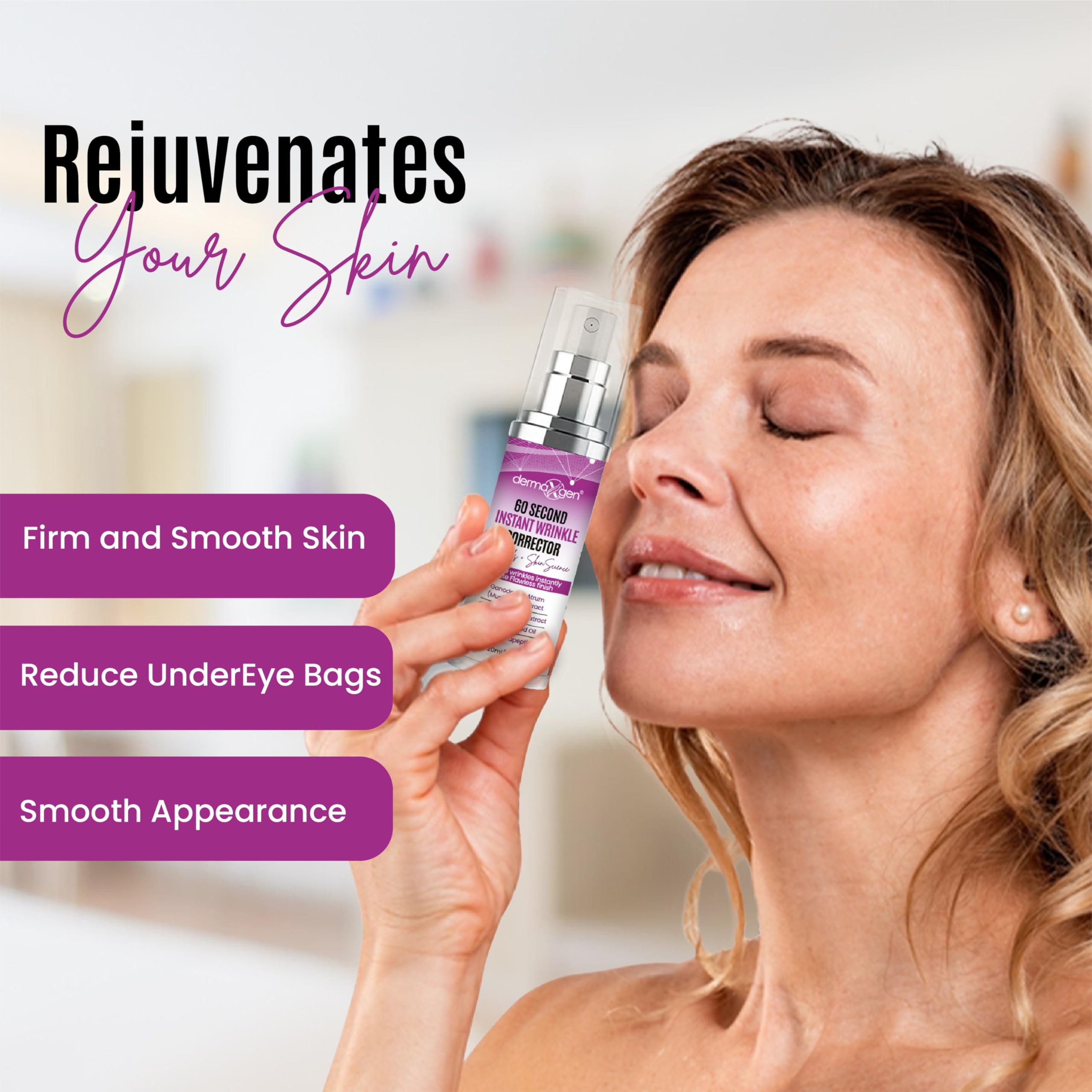 DERMAXGEN 60 Second Instant Wrinkle Corrector Pure Organic + Peptide Complex, - DERMAXGEN Official Product View 7