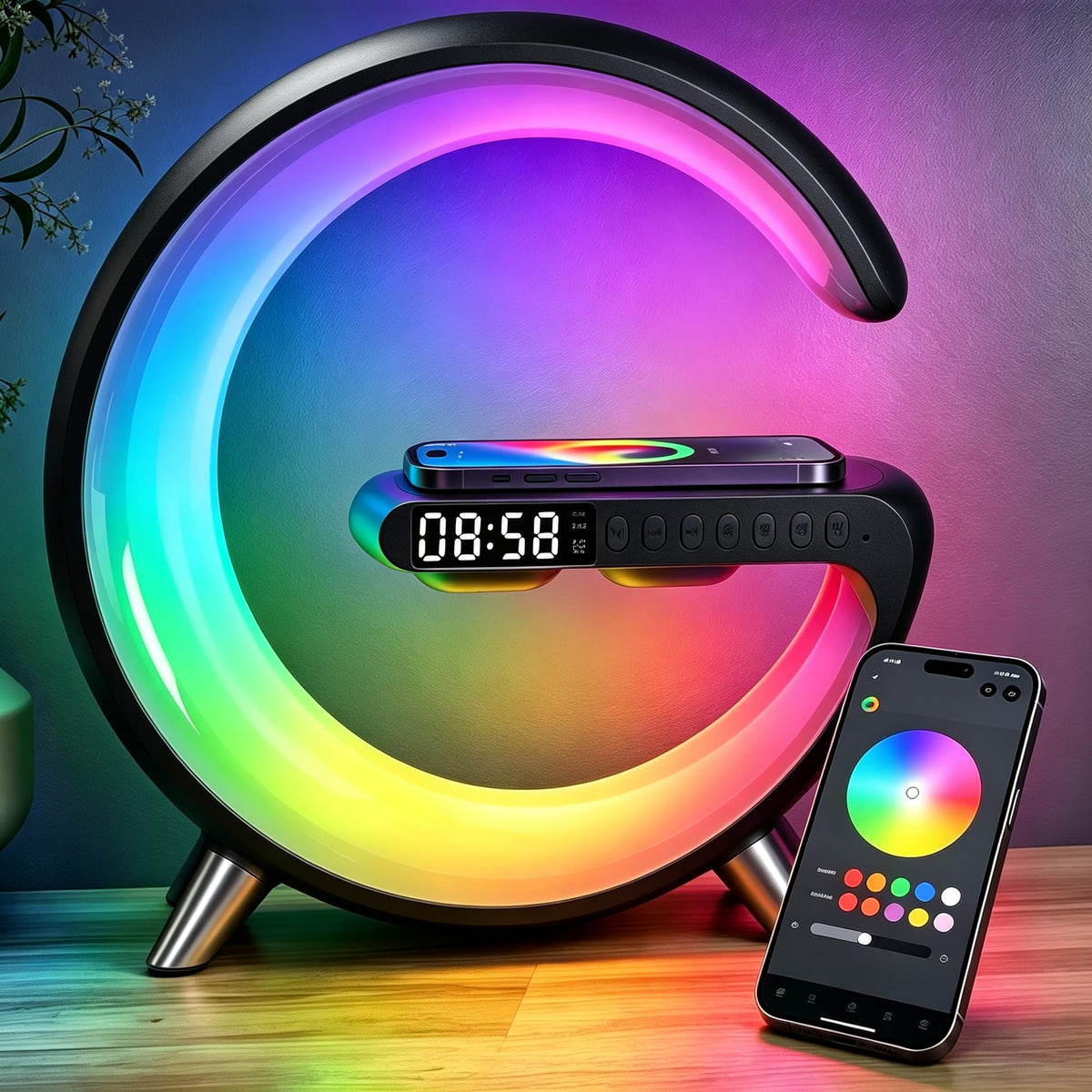 5 in 1 LED Table Lamp with Wireless Charging Bluetooth - LeeNabao Official Imagery - 1