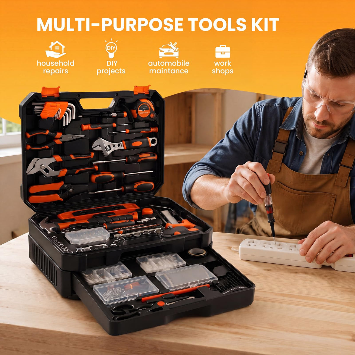 330 Piece Tool Kit Set for Home Dorm Repair with Pull Out - KMFurnila Official Imagery - 7