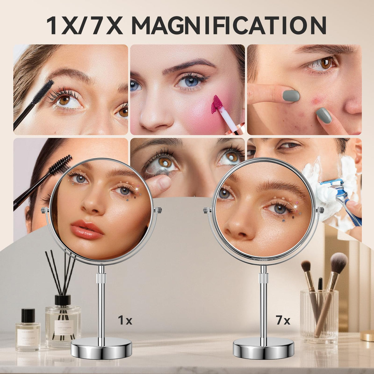 Nicesail Makeup Mirror Tabletop 8 Inch Double Sided with 7X - Nicesail Official Imagery - 5