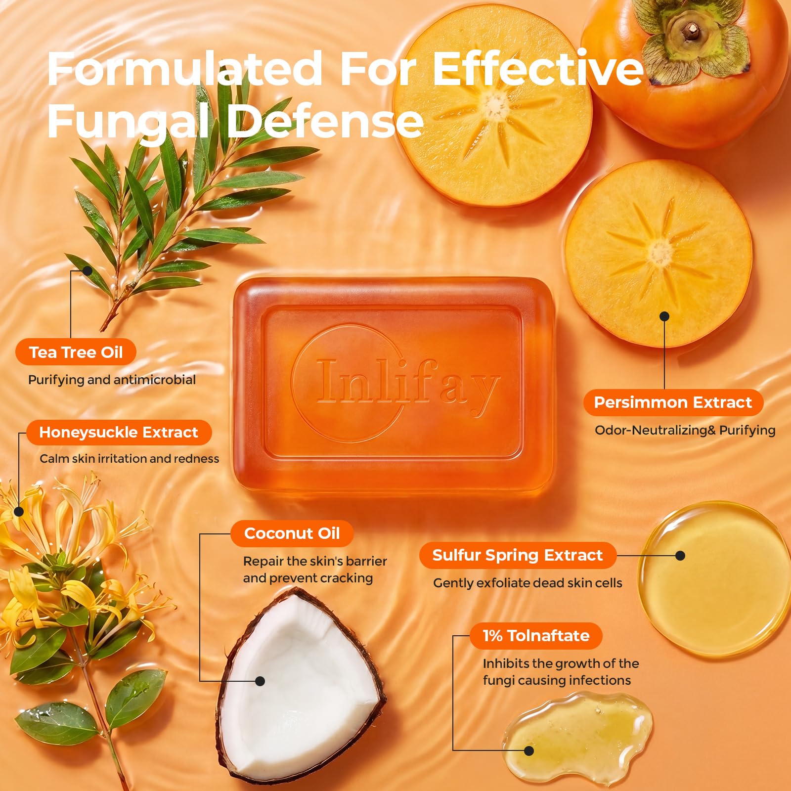 Inlifay Antifungal Soap Bar – Tea Tree Oil Treatment, 2 Bars