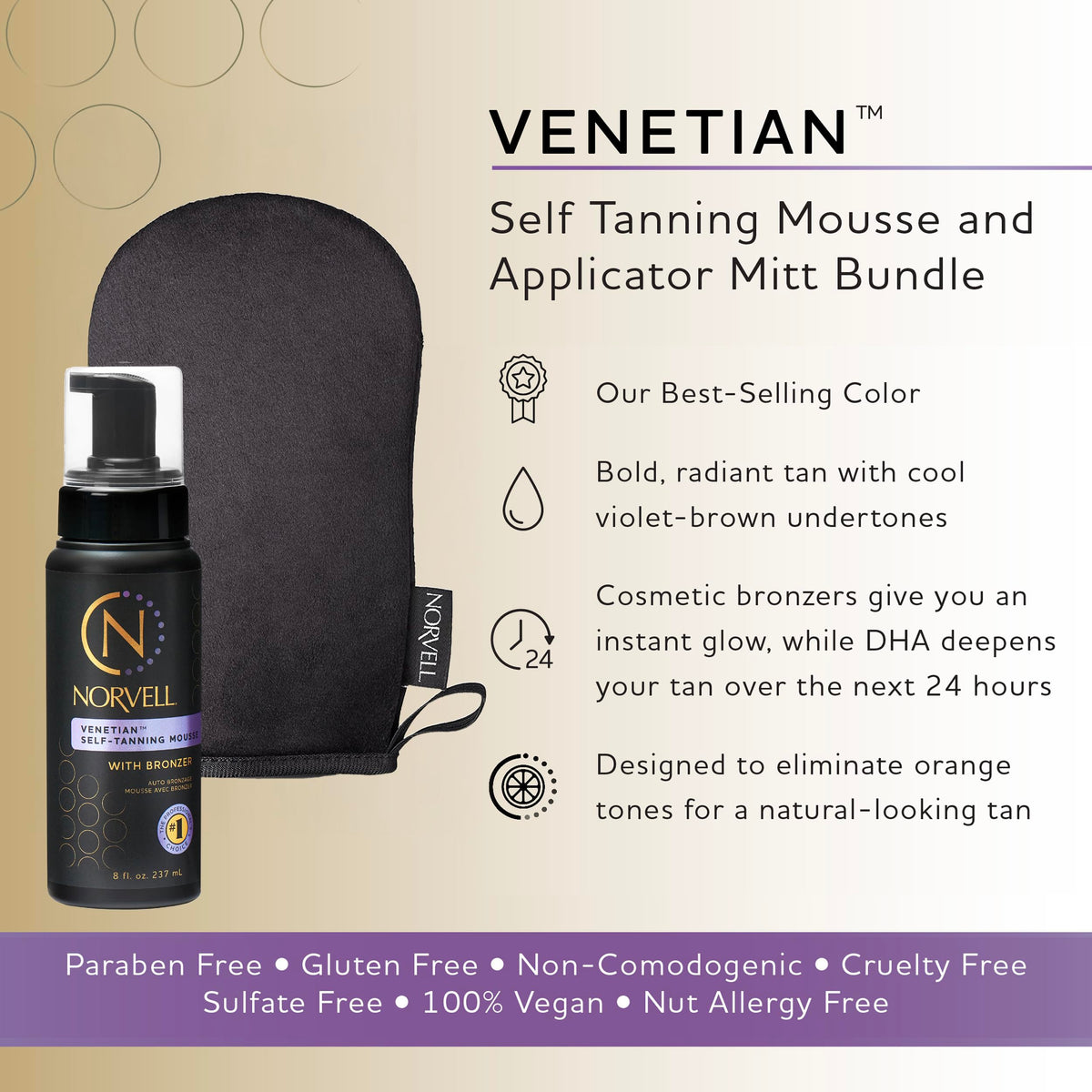 Norvell Venetian Self Tanner Mousse 8 fl oz and Applicator - Norvell Official Imagery - 3
