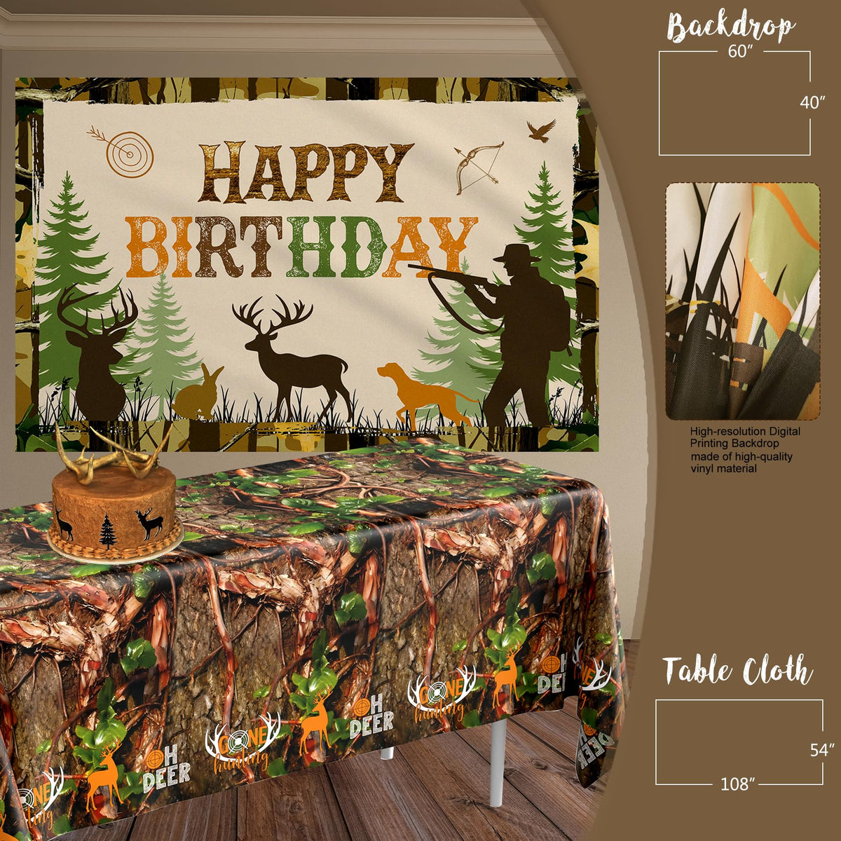 Hunting Birthday Party Decorations Supplies Camo Deer - Monnberry Official Imagery - 5