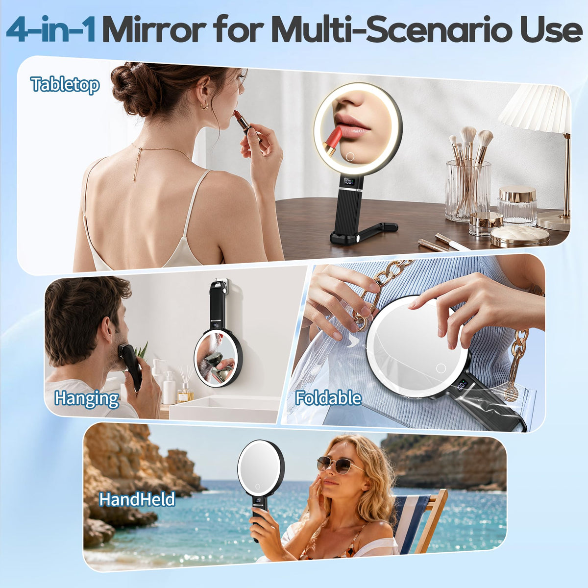30X Travel Magnifying Mirror with Light Height Adjustable - MOMOKUBA Official Imagery - 6