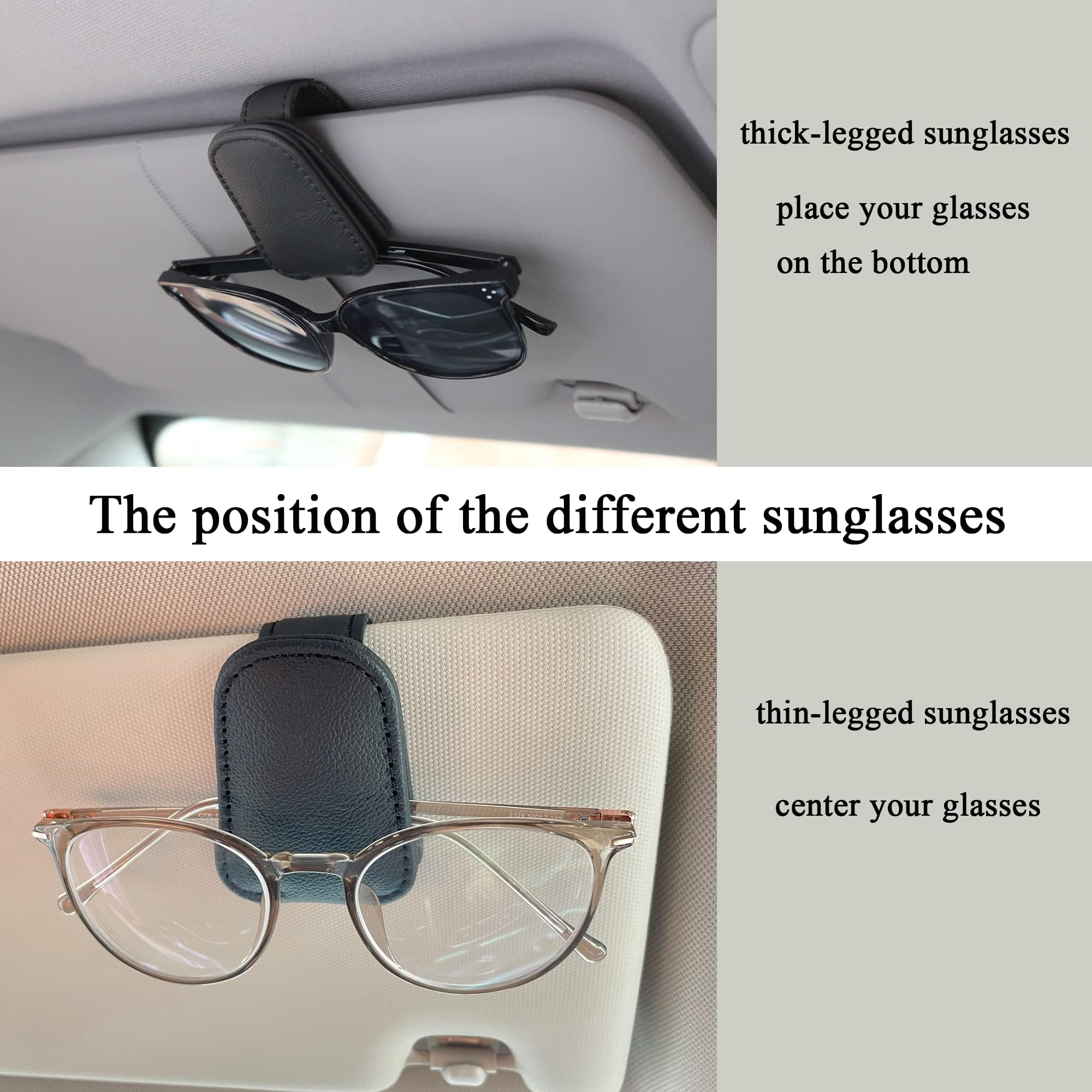 KIWEN Sunglasses Holders for Car Visor, Magnetic Leather Glasses by KIWEN - Angle View 4
