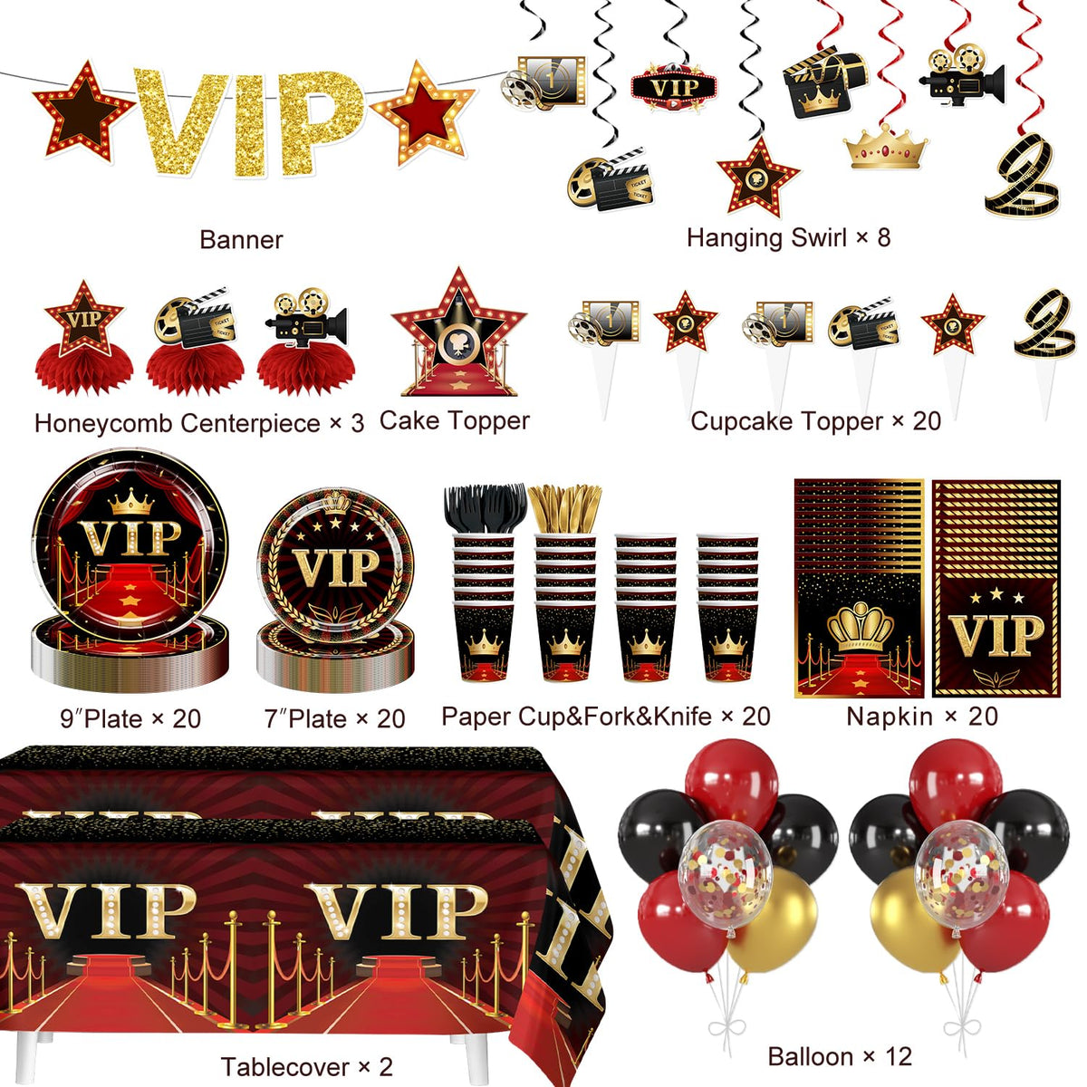 Yingto 177PCS Red Carpet Party Decorations Hollywood - Yingoto Official Imagery - 3
