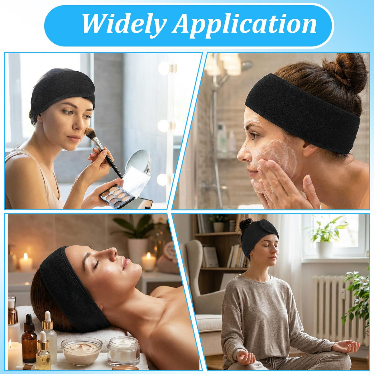 Lemecima 30 Pack Black Spa Headband Bulk Adjustable Facial - Lemecima Official Imagery - 8