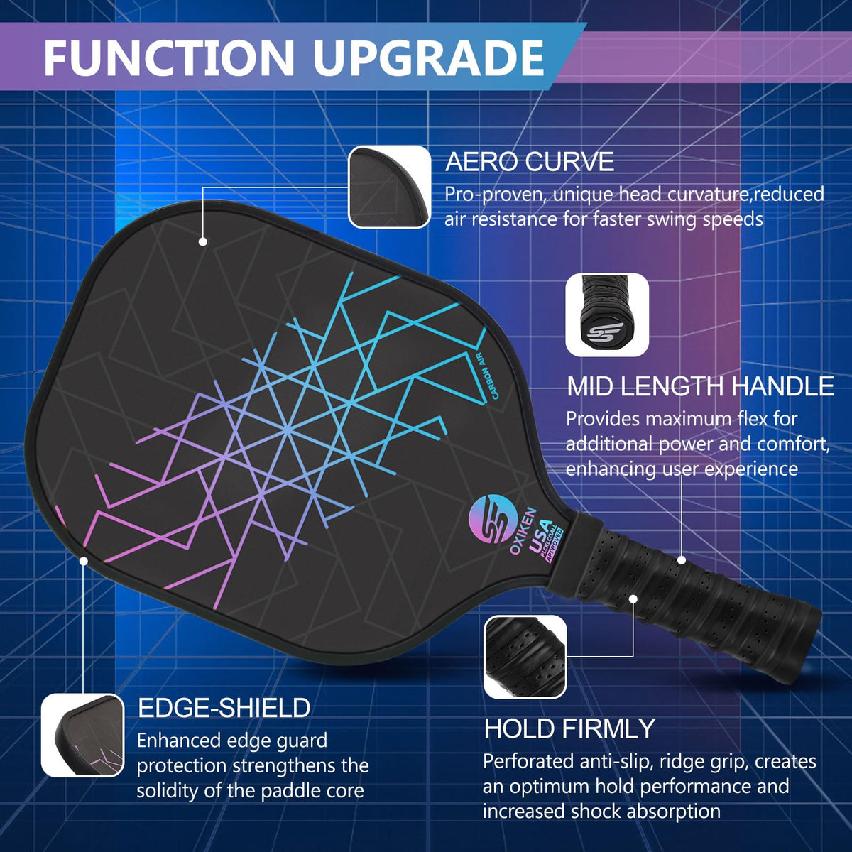 Pickleball Paddles Set of 4 USAPA Approved Pickleball Set - SS OXIKEN Official Imagery - 5