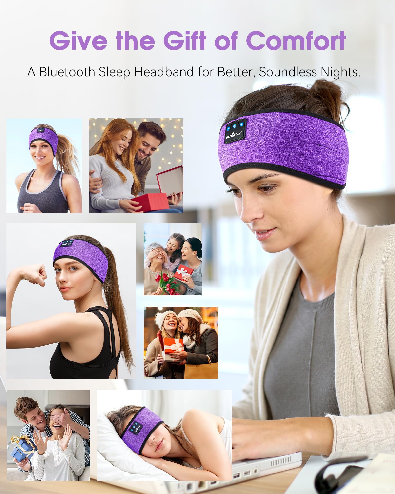 MUSICOZY Sleep Headphones Bluetooth Headband Headphones for Side Sleepers - MUSICOZY Official Product View 7