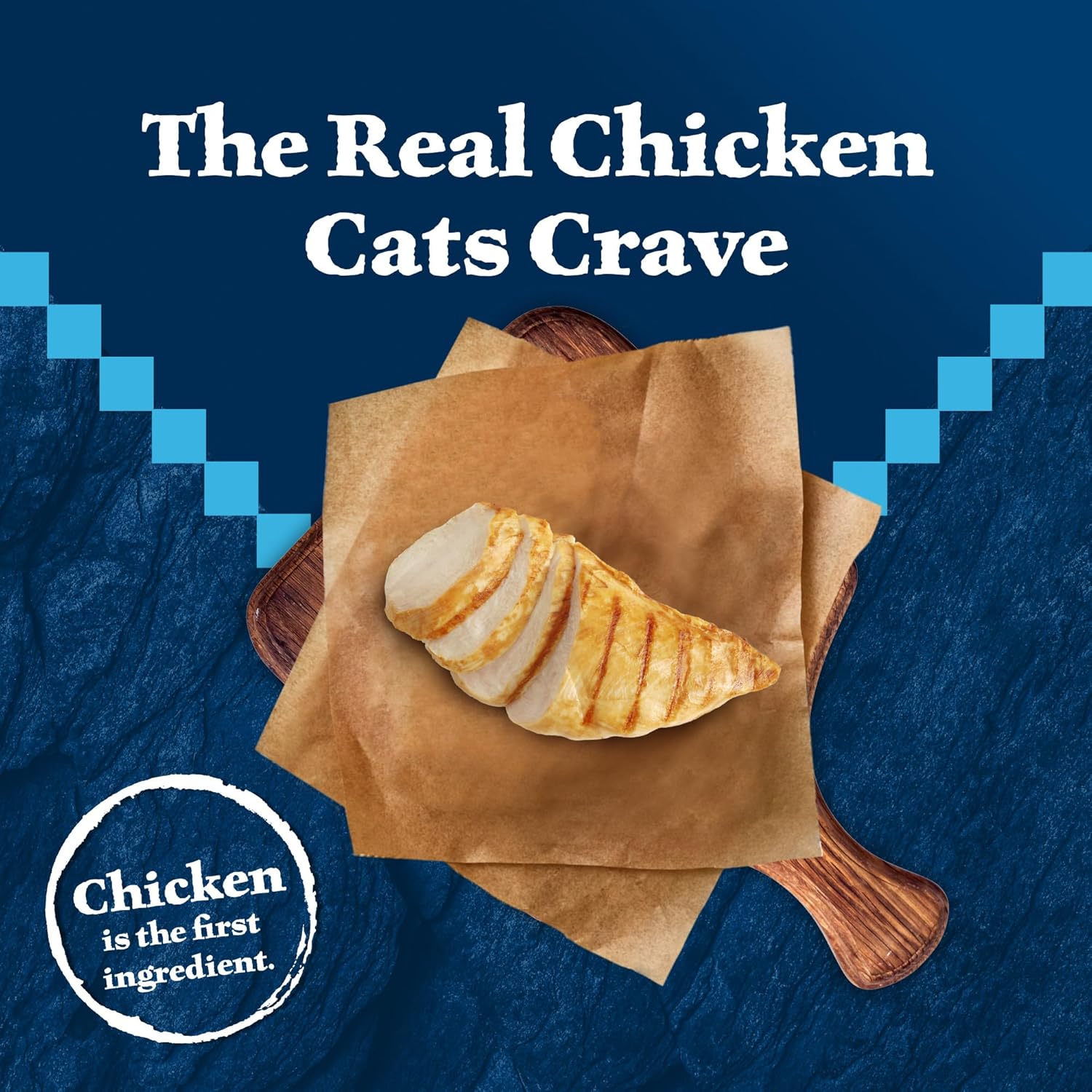 Blue Buffalo Wilderness adult dry cat food bag with high-protein chicken flavor for indoor cats, grain-free, 5-pound bag.