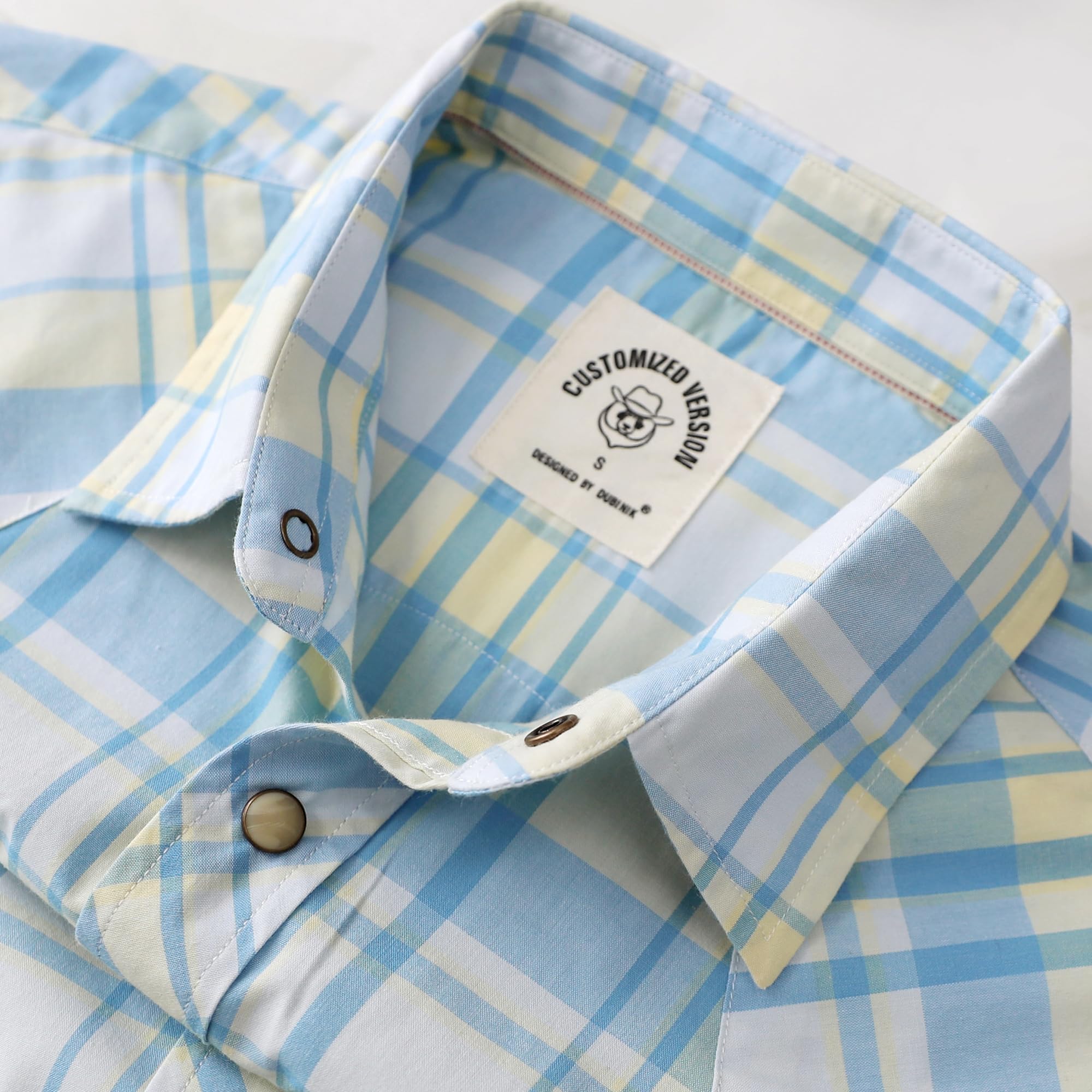 Dubinik® Pearl Snap Western Shirt for Men Short Sleeve 2 Sawtooth Pocket - Dubinik Official Product View 5
