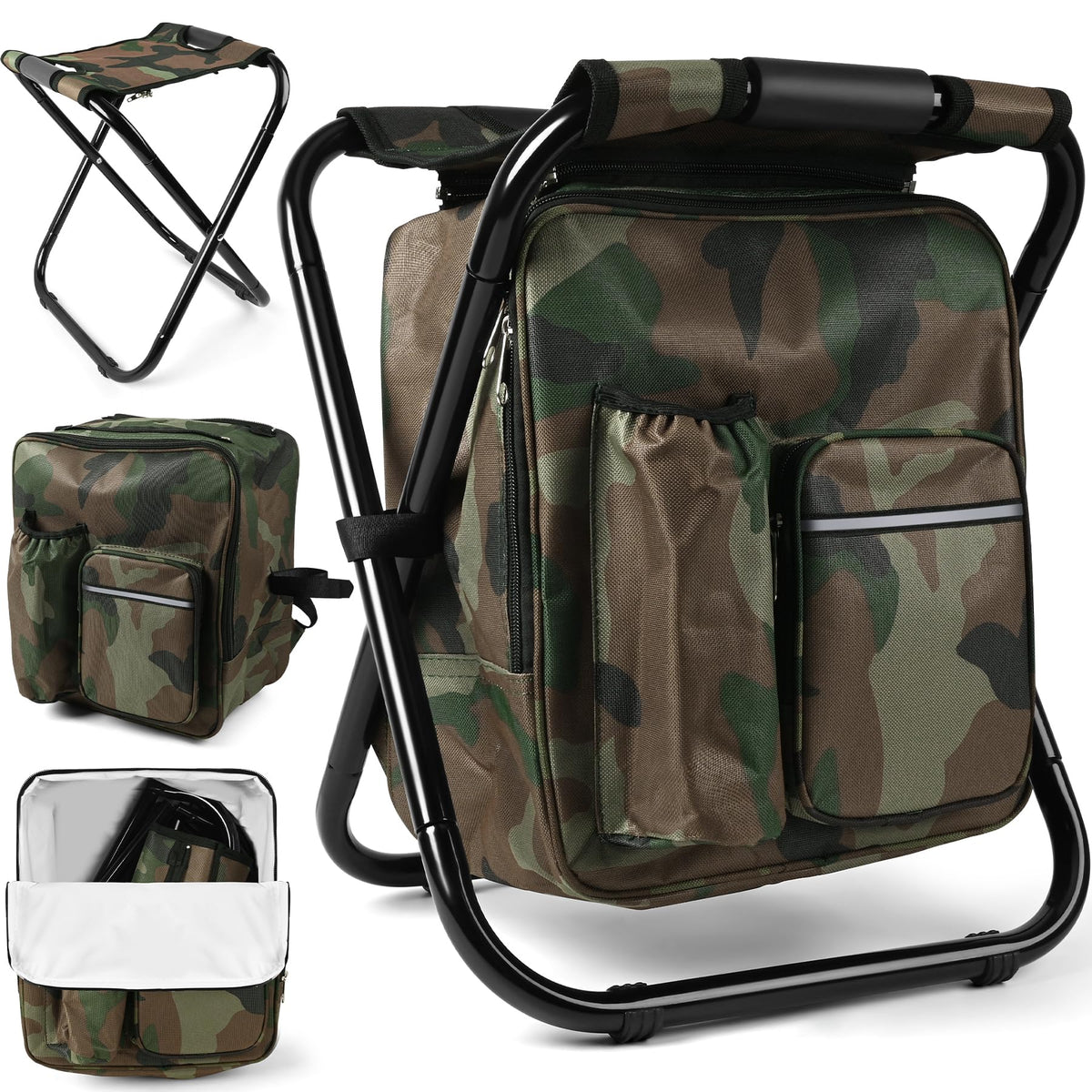 Folding Stool Backpack Insulated Cooler Bag Collapsible - Kikerike Official Imagery - 1