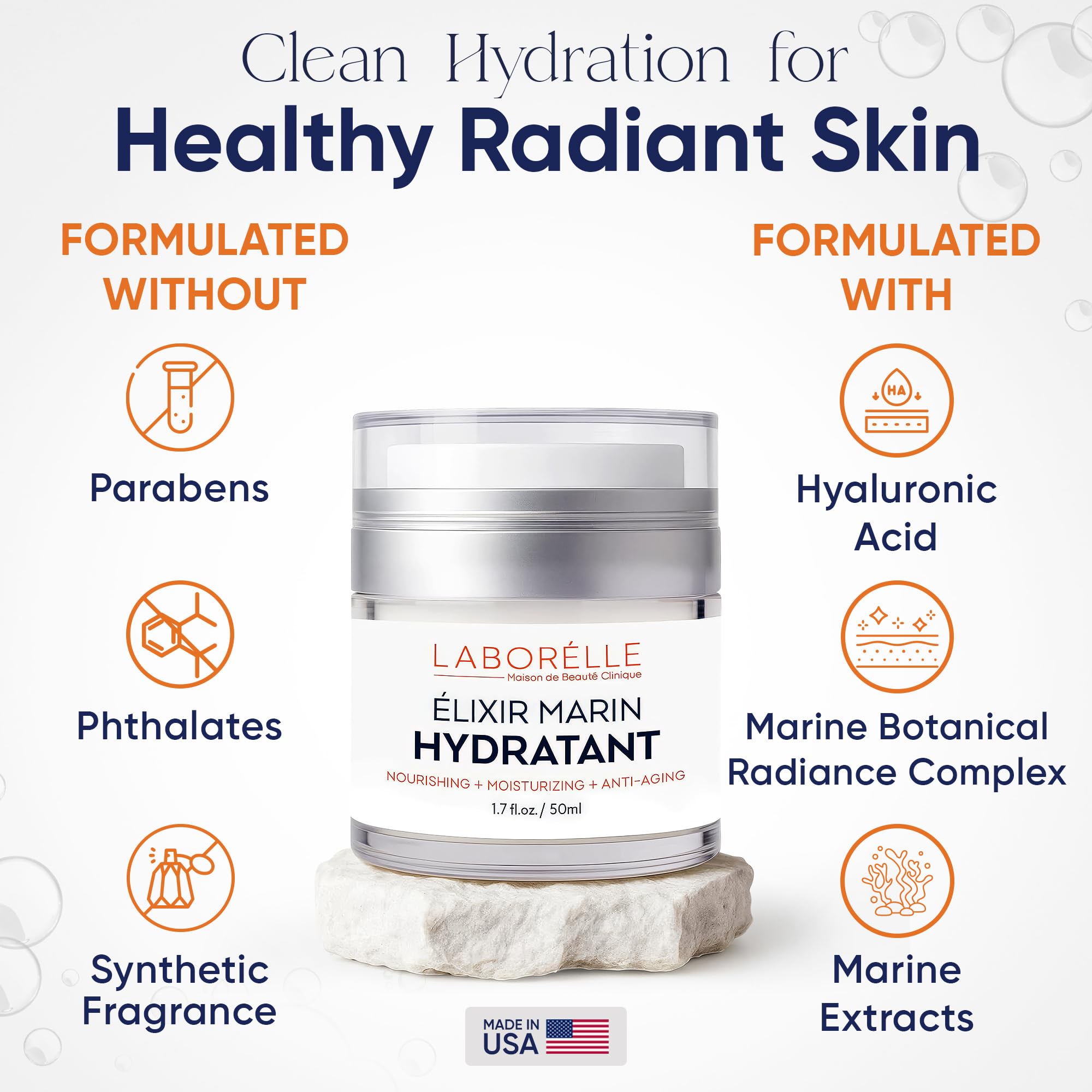 Hyaluronic Acid Face Moisturizer Deep Hydration Cream with - Laborélle Official Imagery - 8