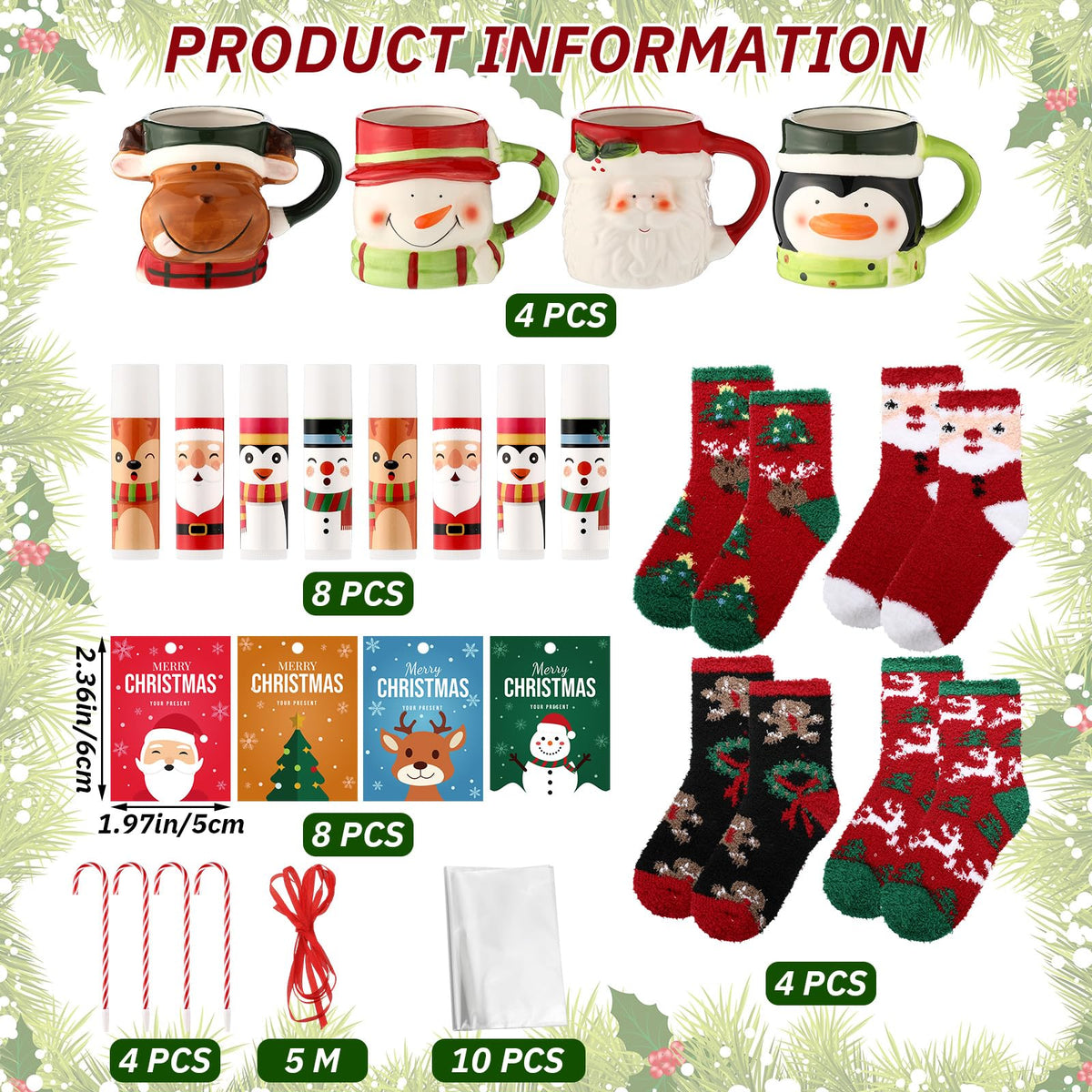 4 Set Christmas Ceramic Mug Lip Balms Gift Baskets for Women - Cutecrop Official Imagery - 4