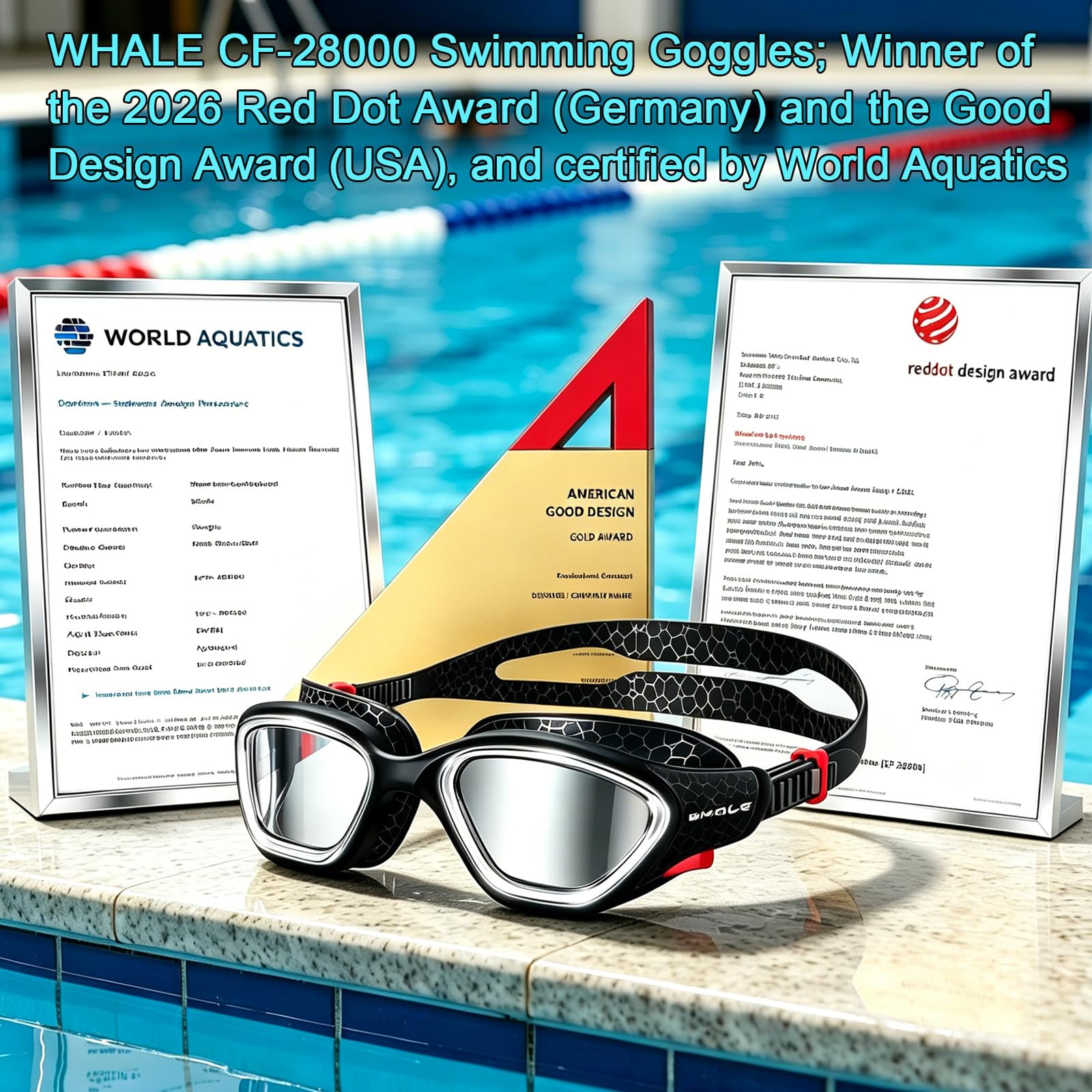 Whale Swim Goggles Polarized Anti-Fog Lenses, Unisex | 100% UV Pr - Whale Official Product View 4