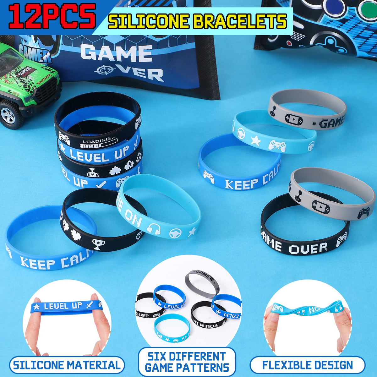 60Pcs Video Game Party Favors Gamer Birthday Party Supplies - B Bascolor Official Imagery - 6