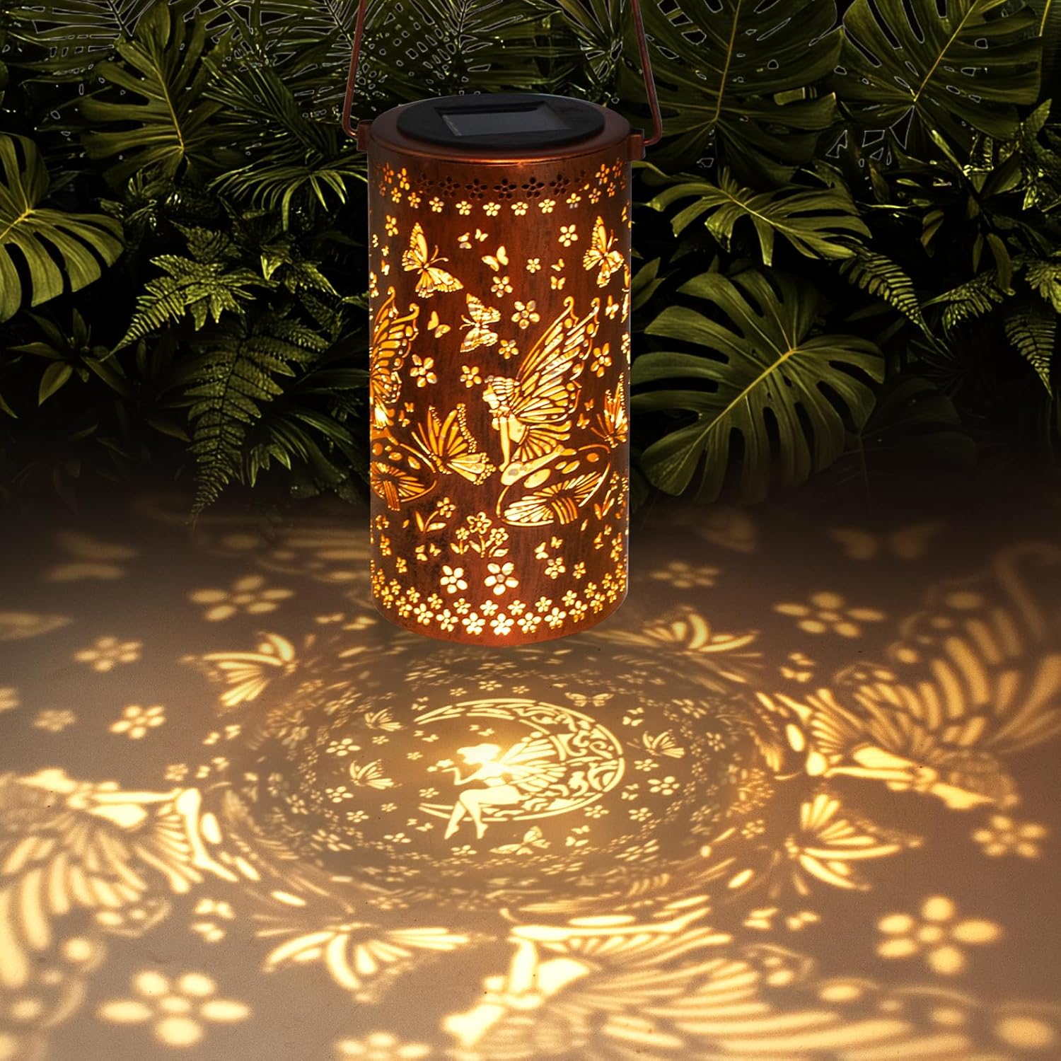 DIBIEECN outdoor solar lanterns decorated with floral designs, ideal for Mother’s Day or birthday gifts for grandma or mom.