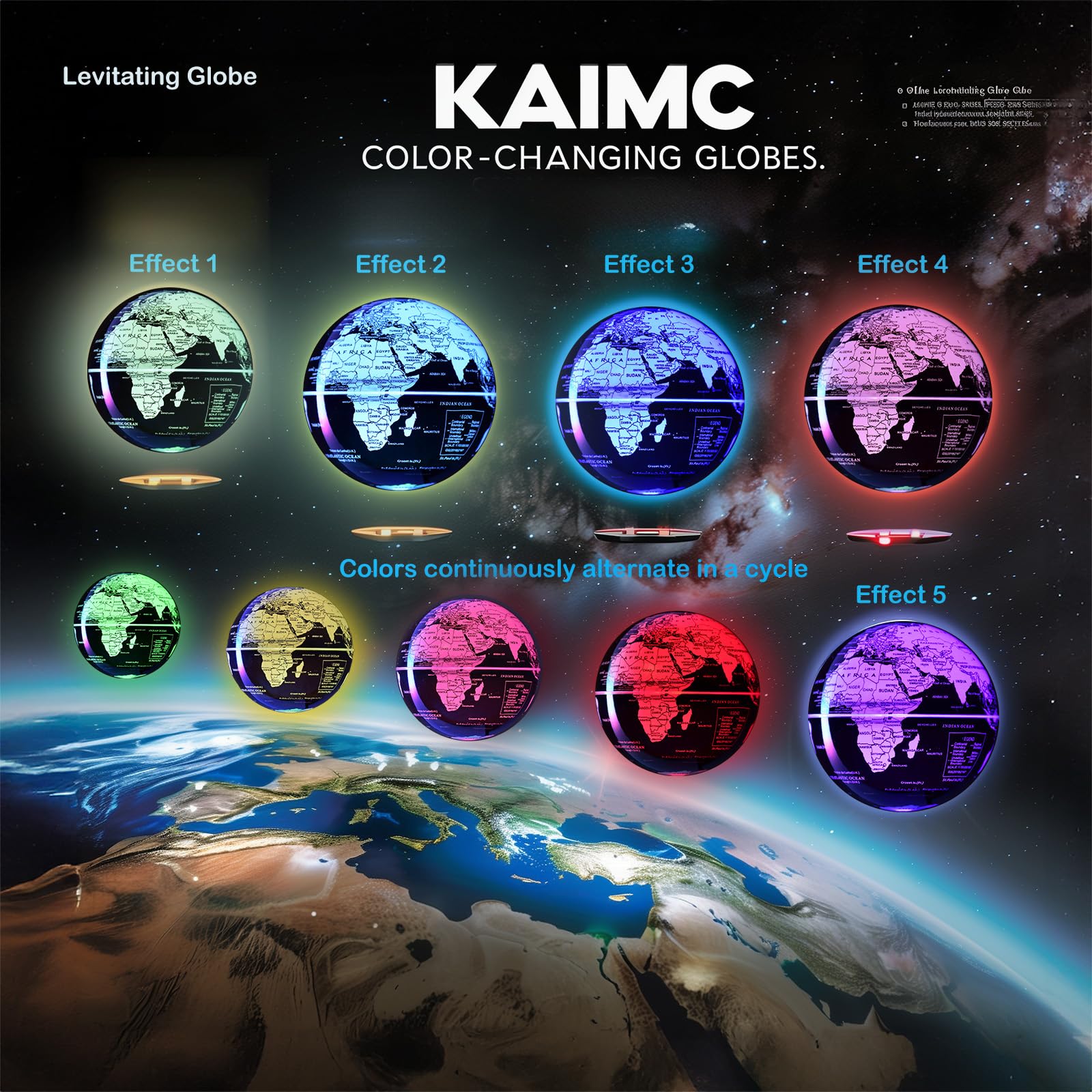 KAIMC Magnetic Levitation Floating Rotating World globe for child - KAIMC Official Product View 3