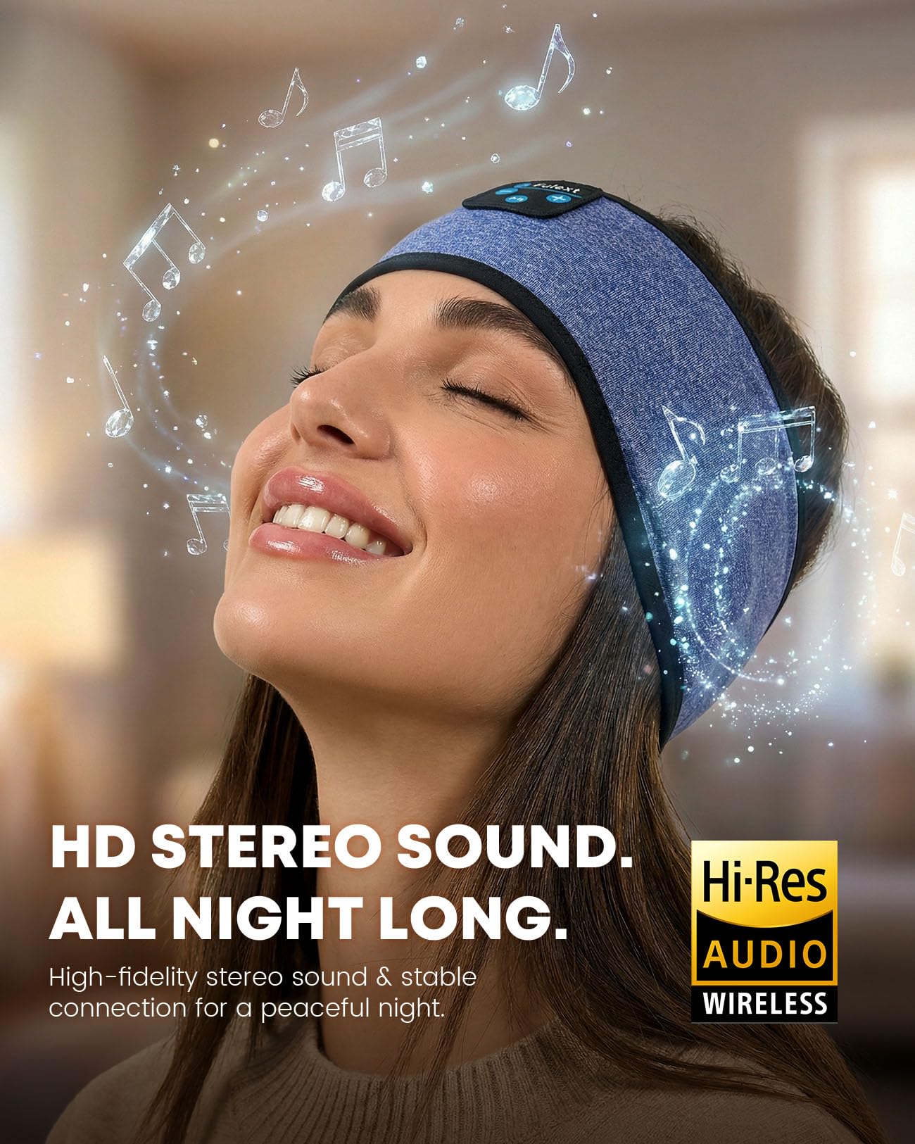Fulext Sleep Headphones Bluetooth 5.4 Headband, Sleeping Headphones with Built-i - Fulext Official Product View 3