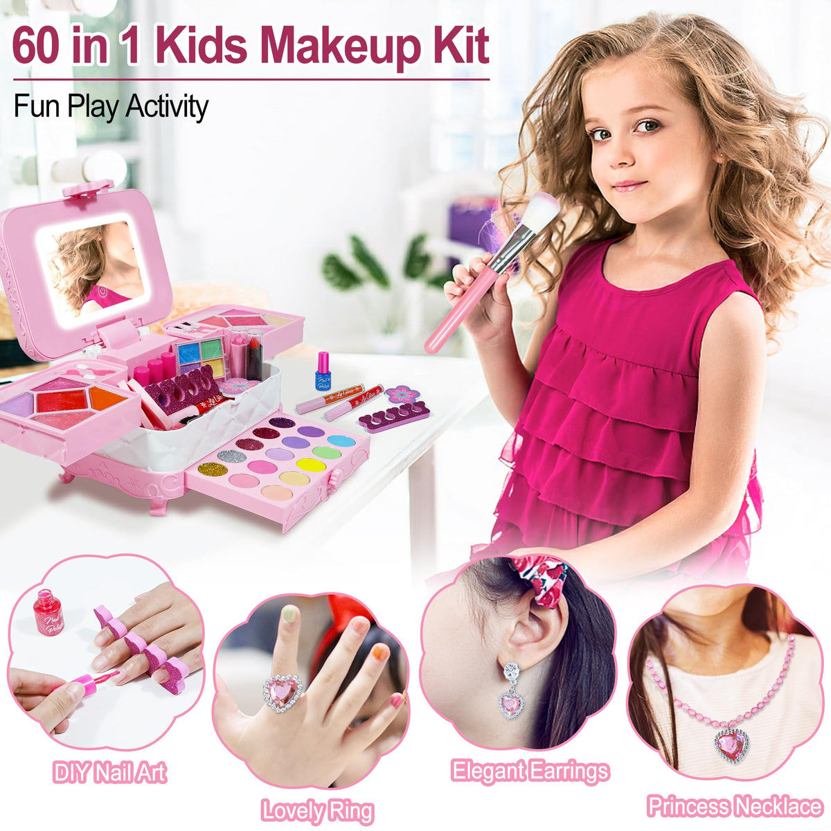 60pcs Kids Makeup Kit Real Washable Cosmetics Kids Makeup - YasinKidz Official Imagery - 5