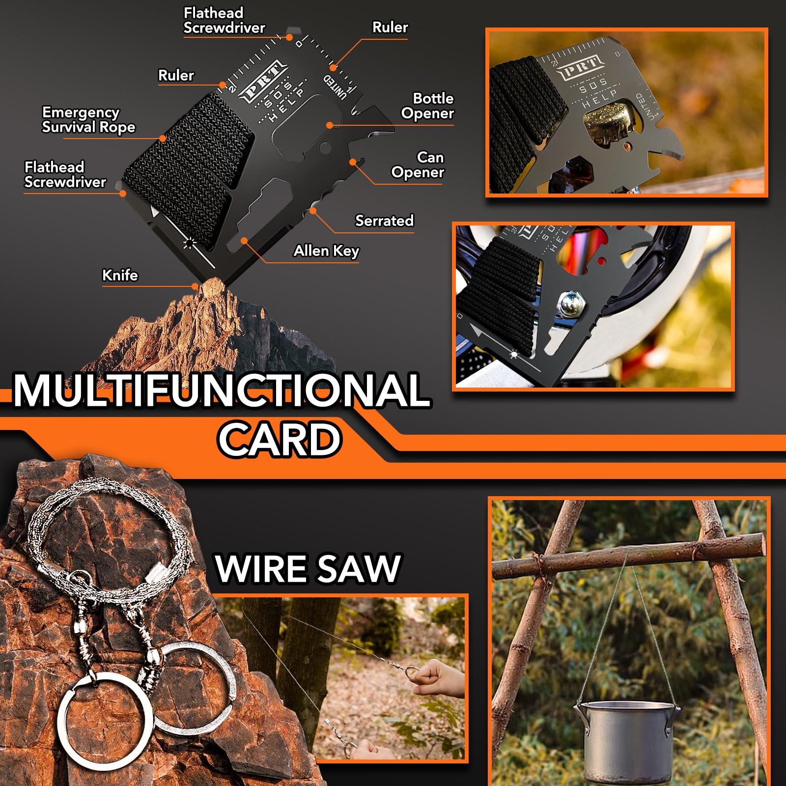 Dusor 19 in 1 Survival Kit Stocking Stuffers for Men, Survival Gear an - View 4