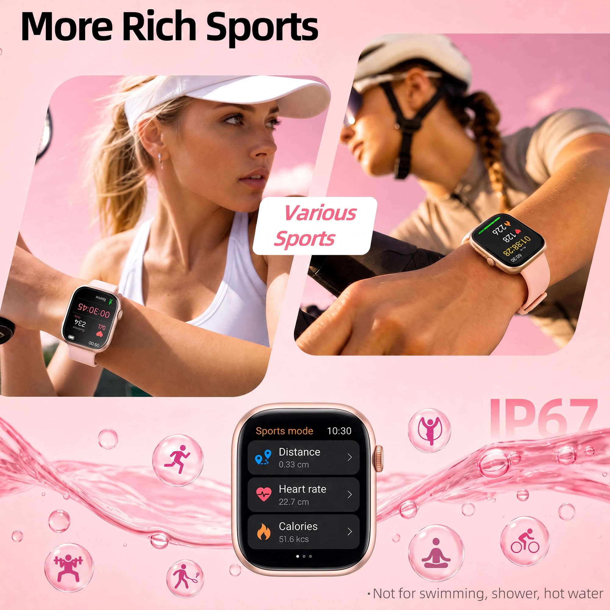 KIPTUMTEK Smart Watch for Women, Bluetooth Answer/Make Calls, 1.83"HD - View 6