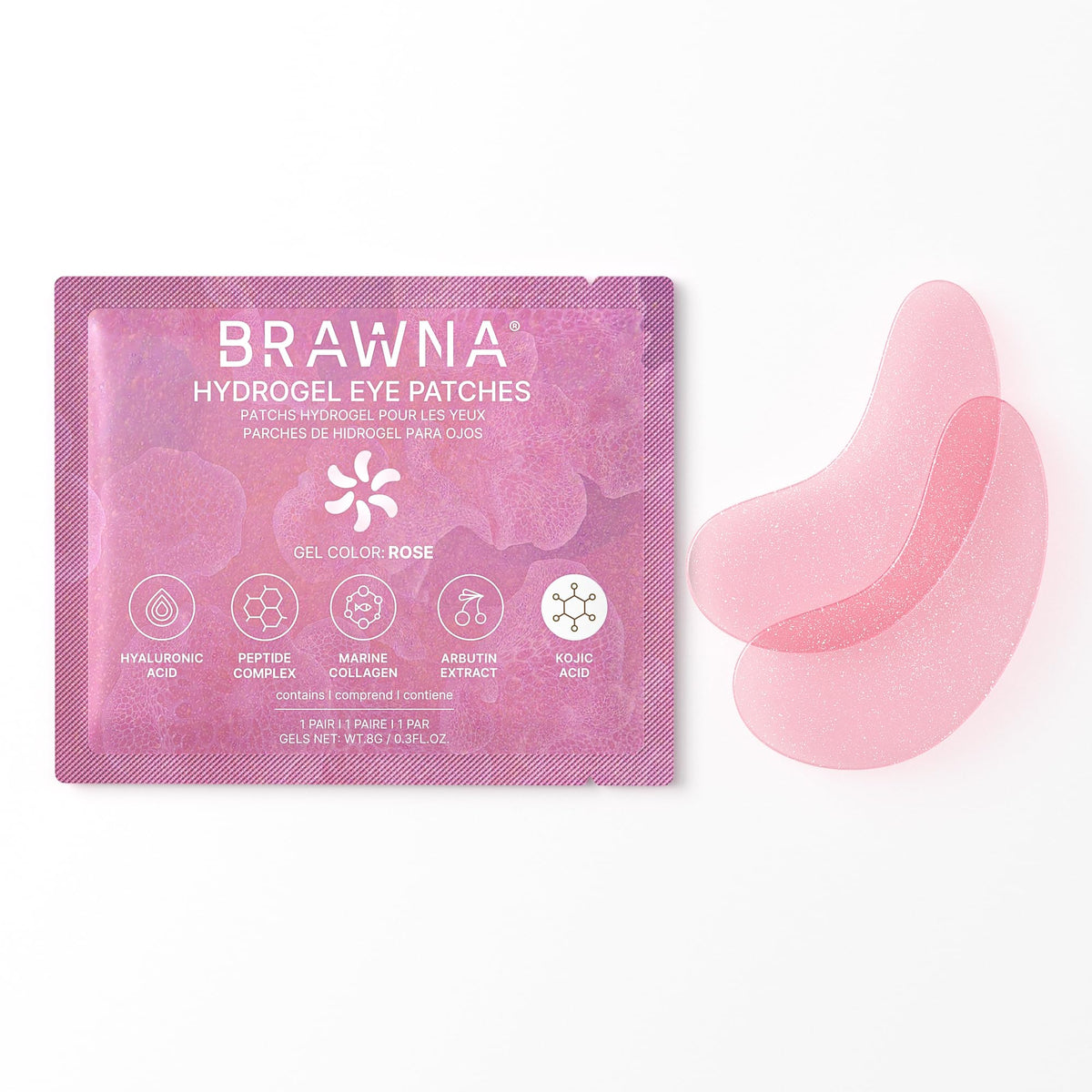 Under Eye Patches Rose Hydrogel Masks 24 Pairs - BRAWNA Official Imagery - 3