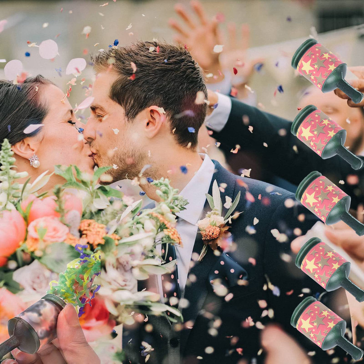 50Pcs Mini Confetti Party Poppers for Wedding Birthday - kekafu Official Imagery - 7