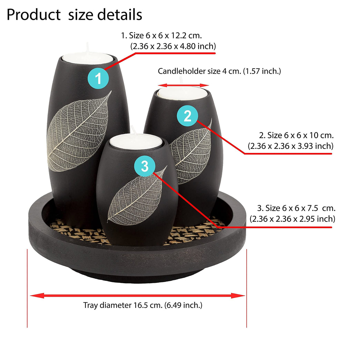 IYARA CRAFT Candle Holder Set with Tray 3 Handmade Wood - IYARA CRAFT Official Imagery - 5
