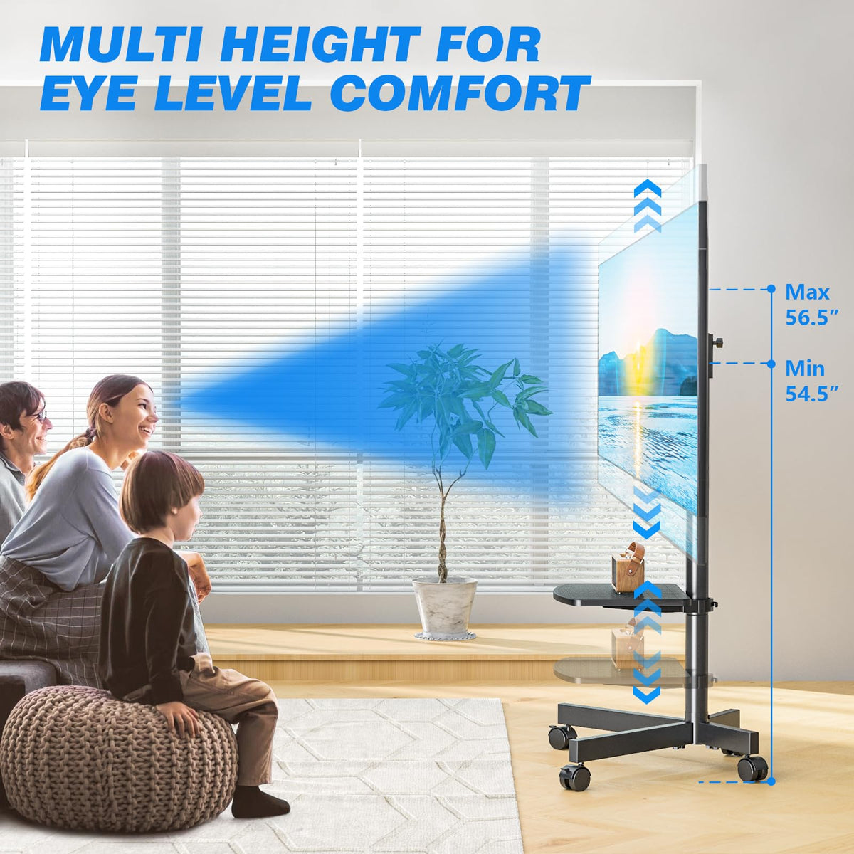 Rfiver Rolling TV Stand with Shelf for 23 65 inch TVs up to - Rfiver Official Imagery - 4