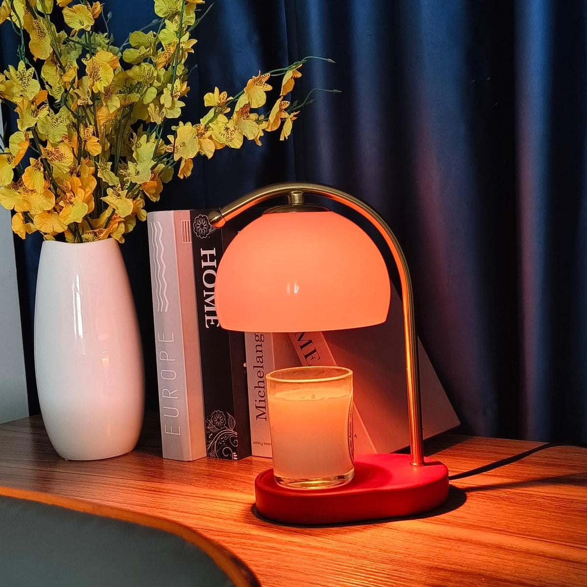 FCTWAKS Mid Century Pink Glass Candle Warmer Lamp with Timer - FCTWAKS Official Imagery - 6