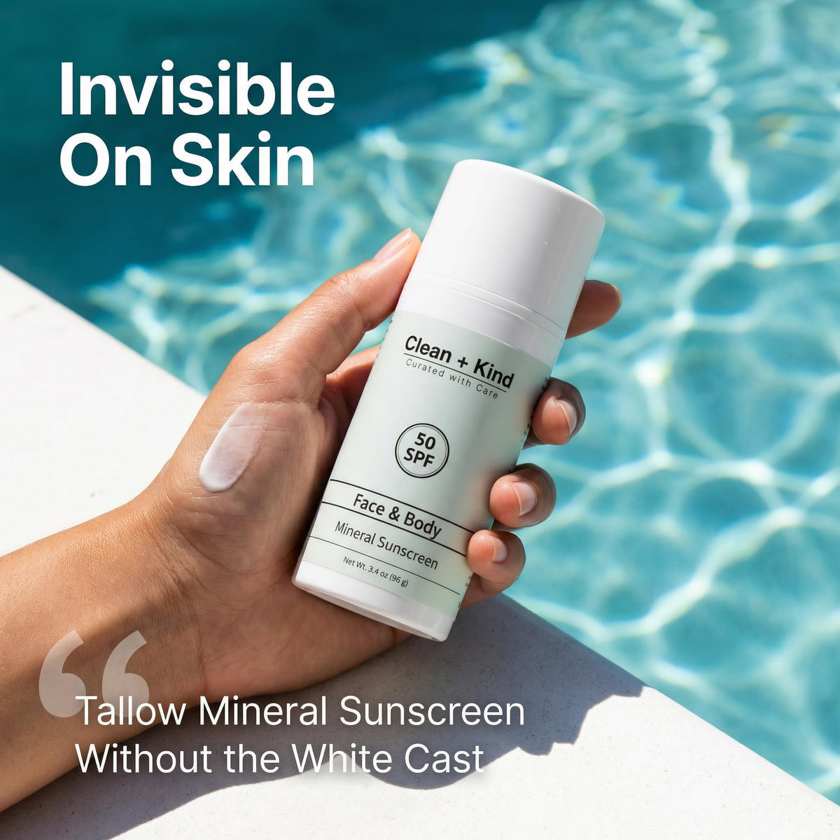 Organic Beef Tallow Sunscreen SPF 50 Zinc Oxide Vanilla - Clean + Kind Official Imagery - 6