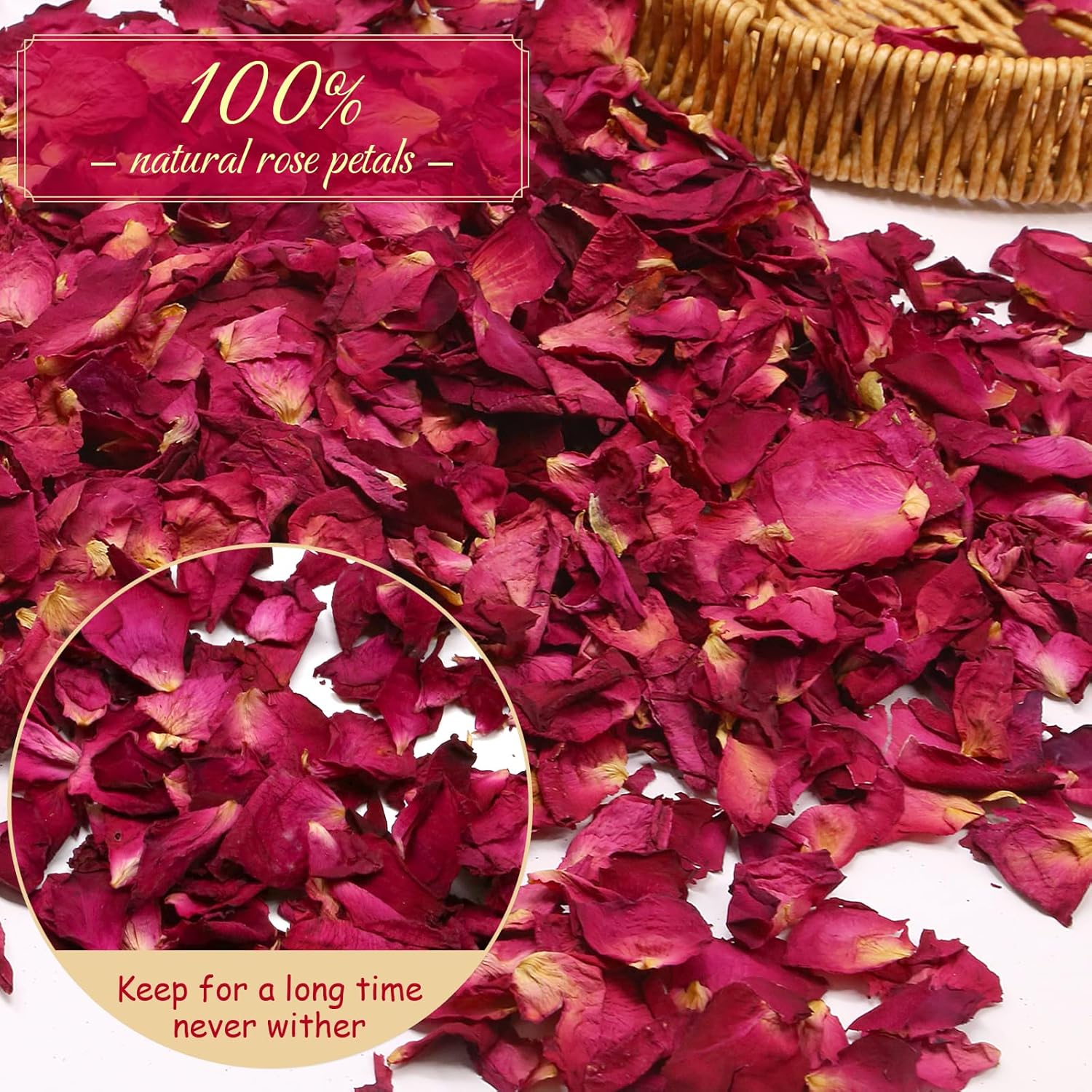 300+ pcs biodegradable red rose petals wedding confetti from Oning, dried flower petals in a cup, perfect for romantic celebrations.