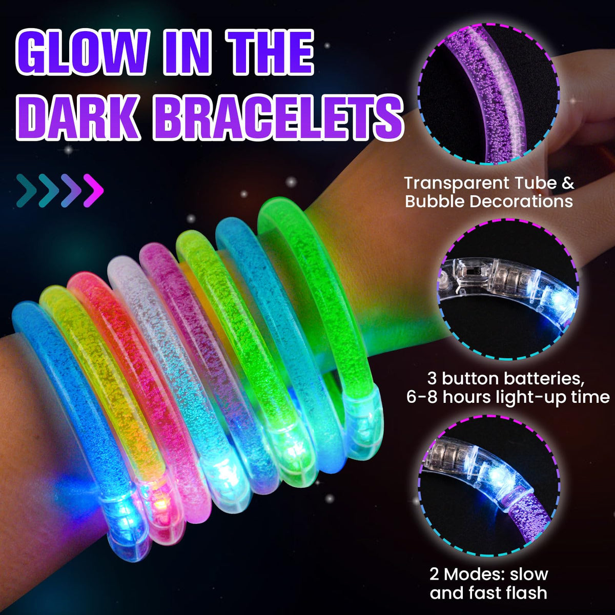 120PCS LED Light up Bracelets Glow in the Dark Party - PrimorixDD Official Imagery - 6