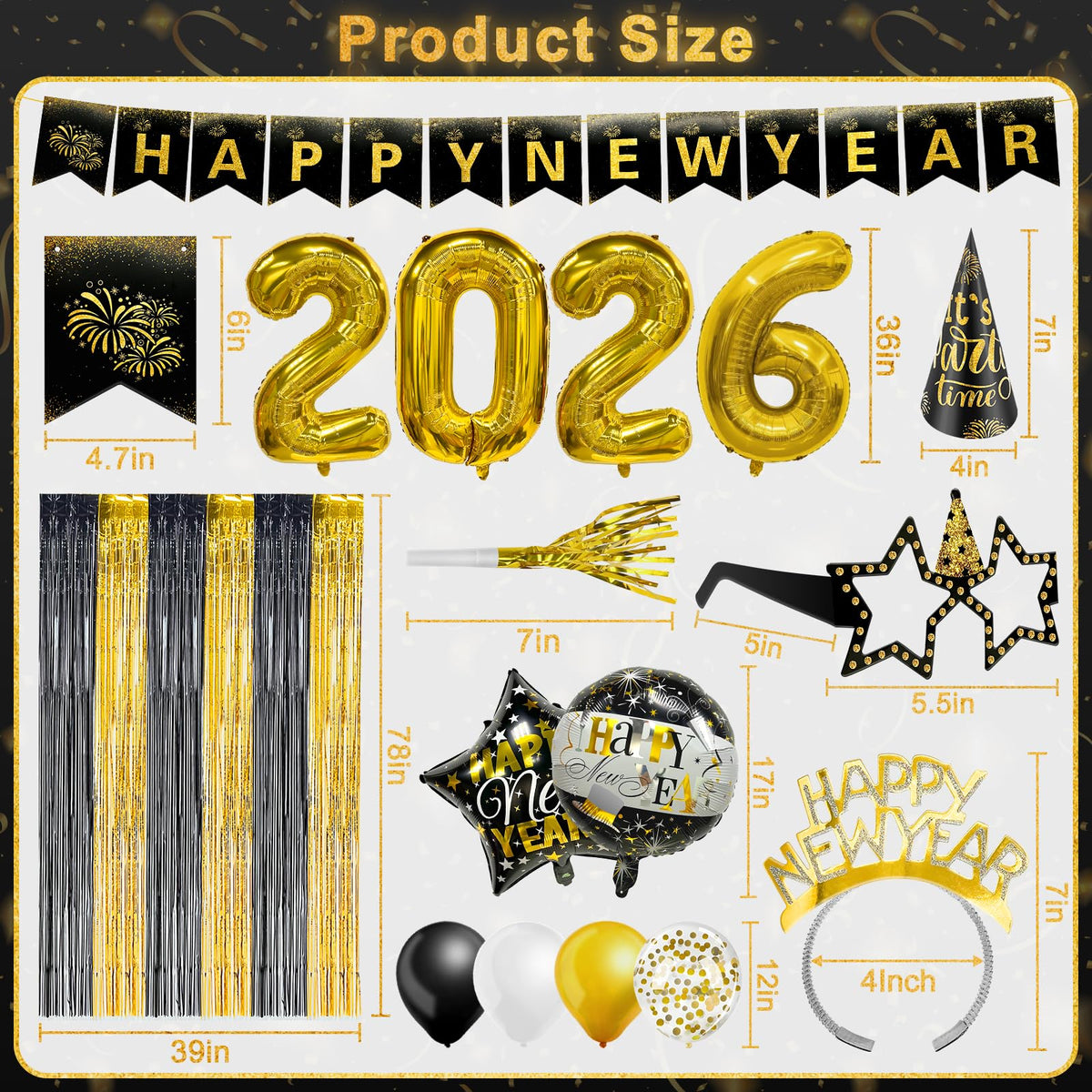 81 Pcs New Years Eve Party Supplies Happy New Year - TURNMEON Official Imagery - 5