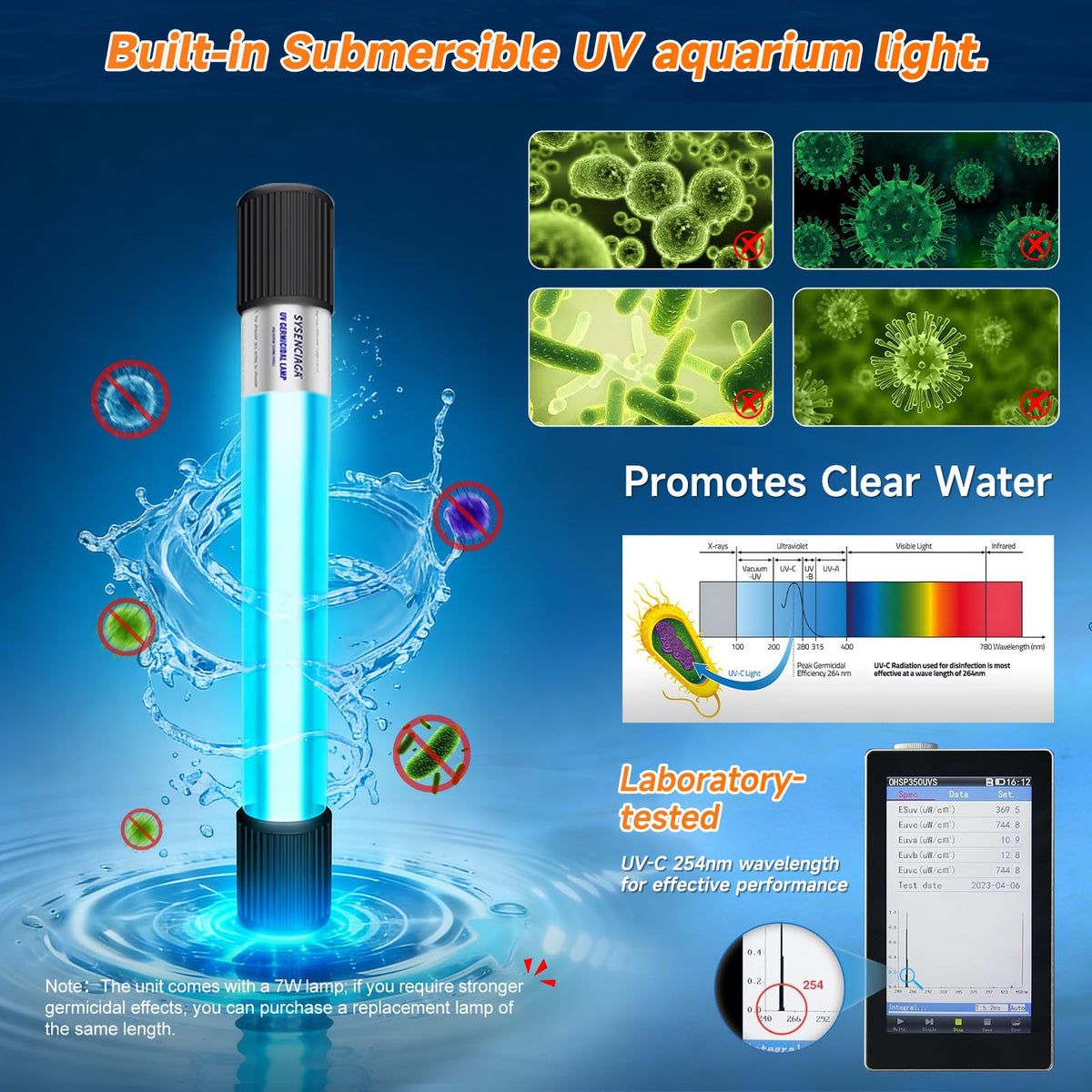 25W UV Aquarium Filter 200 GPH Pump with Timer for 20 75 Gal - SYSENCIAGA Official Imagery - 8