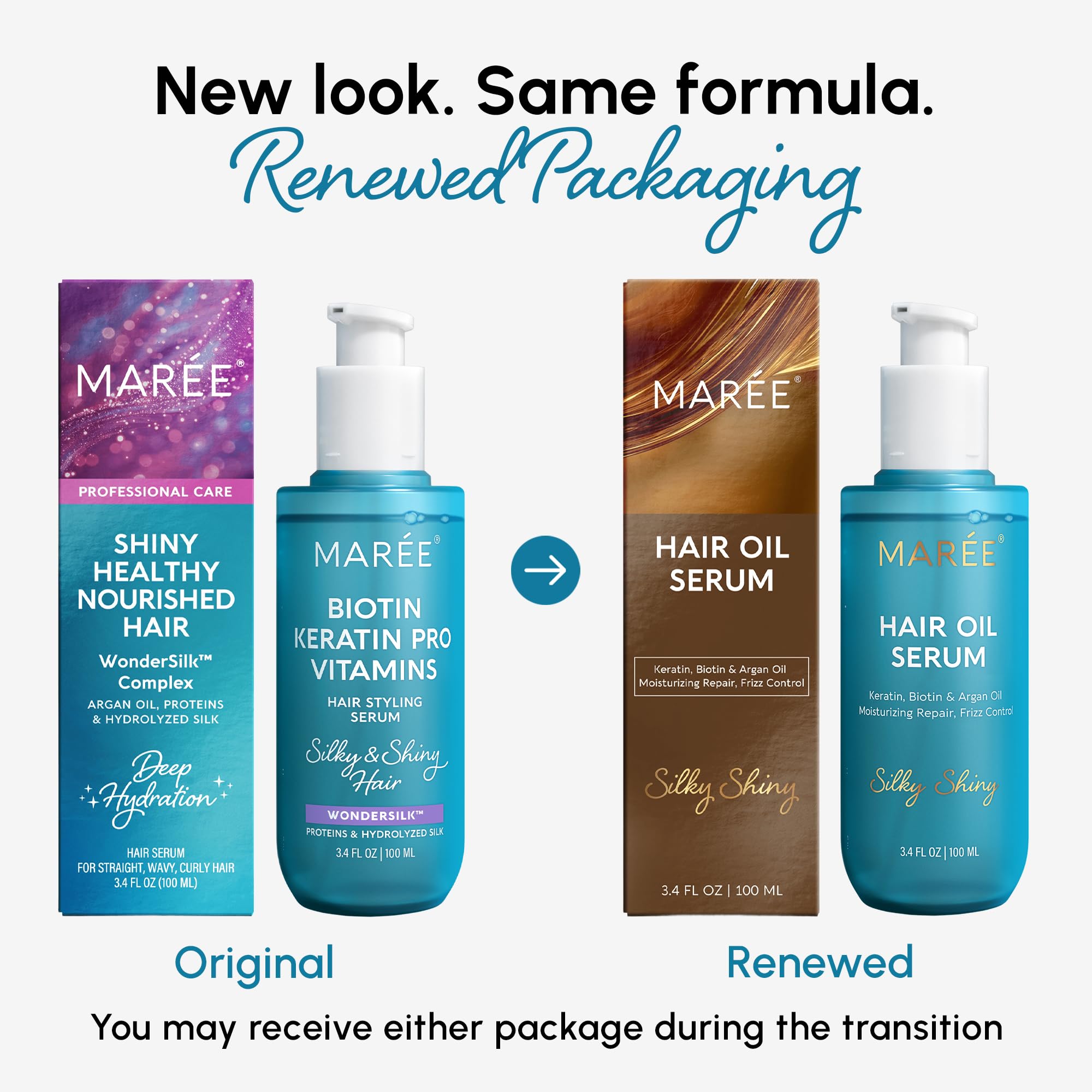 MAREE Hair Oil for Frizzy Hair with Argan Oil, Keratin & Biotin – Hair Serum - MAREE Official Product View 3