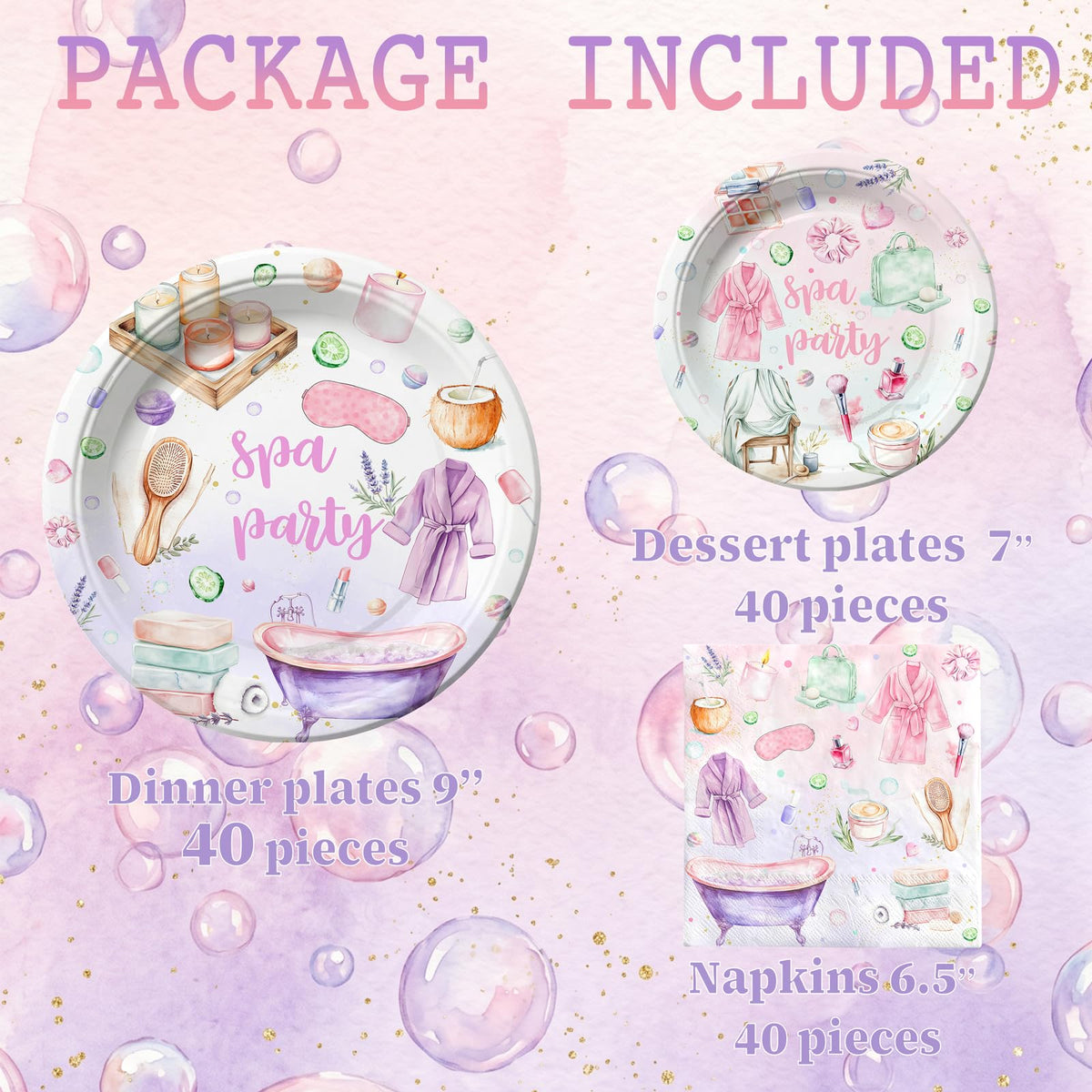 Spa Birthday Party Supplies for 40 Guests Spa Party Plates - SamPartyShop Official Imagery - 5