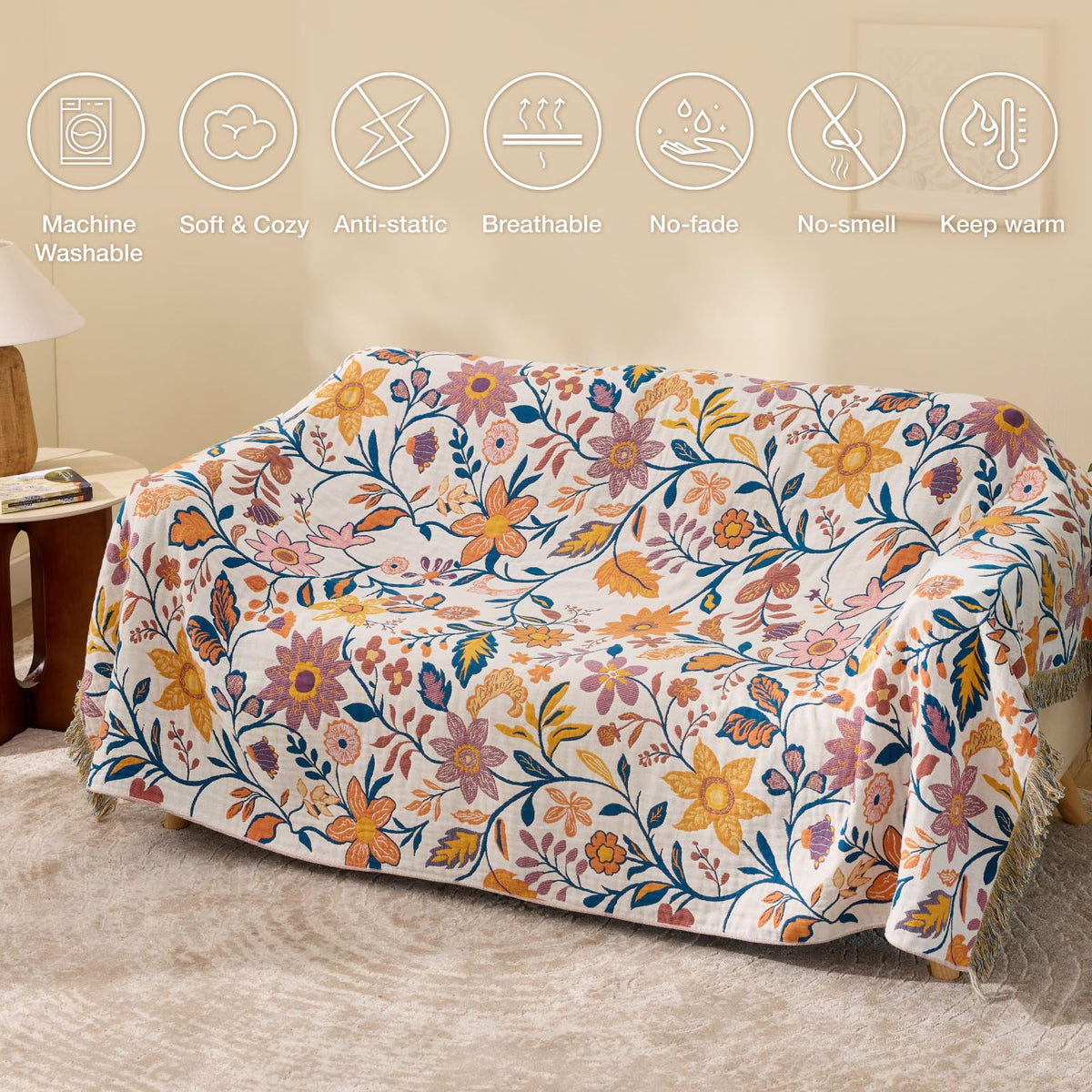 100 Cotton Boho Throw Blanket for Home Decor Classic - RILIHO Official Imagery - 7