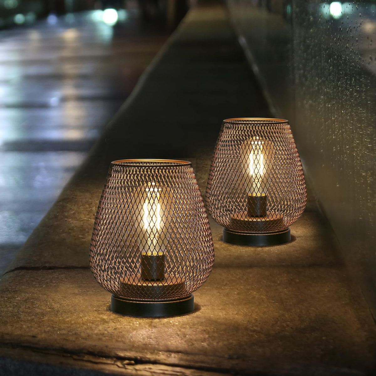 JHY DESIGN Set of 2 Metal Cage LED Lantern Battery Powered - JHY DESIGN Official Imagery - 3