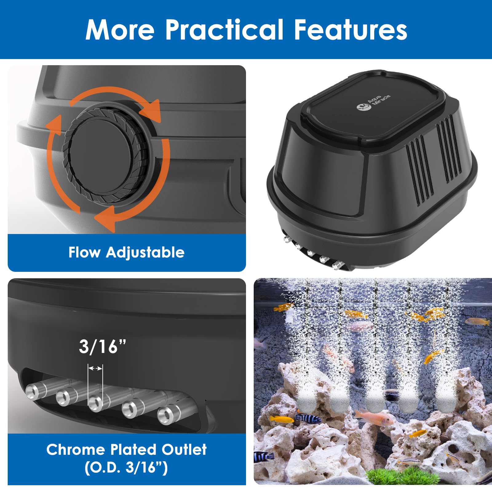 AquaMiracle All-in-One Koi Pond Aerator for Outdoor Ponds up to 3 - AquaMiracle Official Product View 5