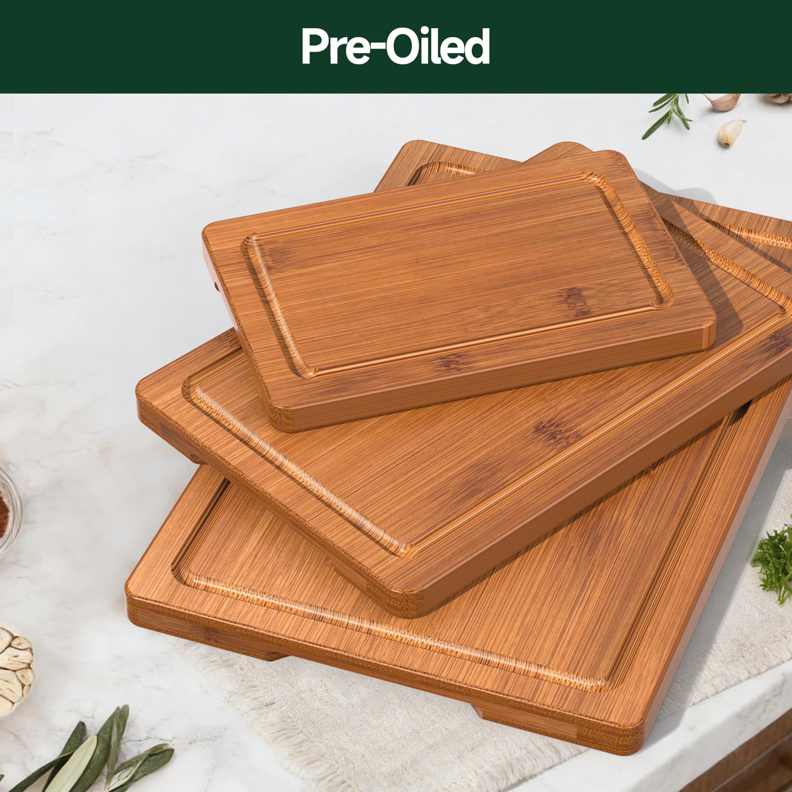 zeawec 3-Piece Set Deep-Carbonized Bamboo Cutting Board for Kitch - zeawec Official Product View 6