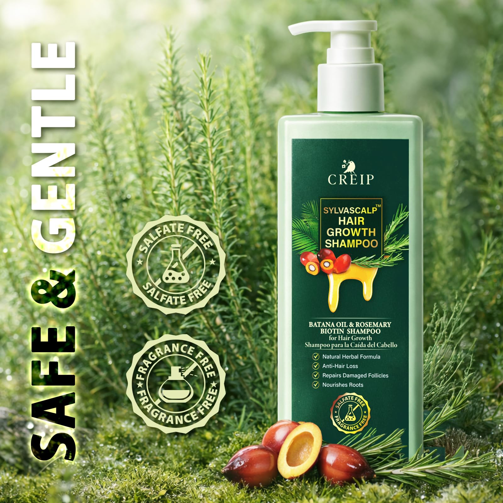 Creip Rosemary & Batana Oil Hair Growth Shampoo - Hair Loss Shampoo and Women - Creip Official Product View 8
