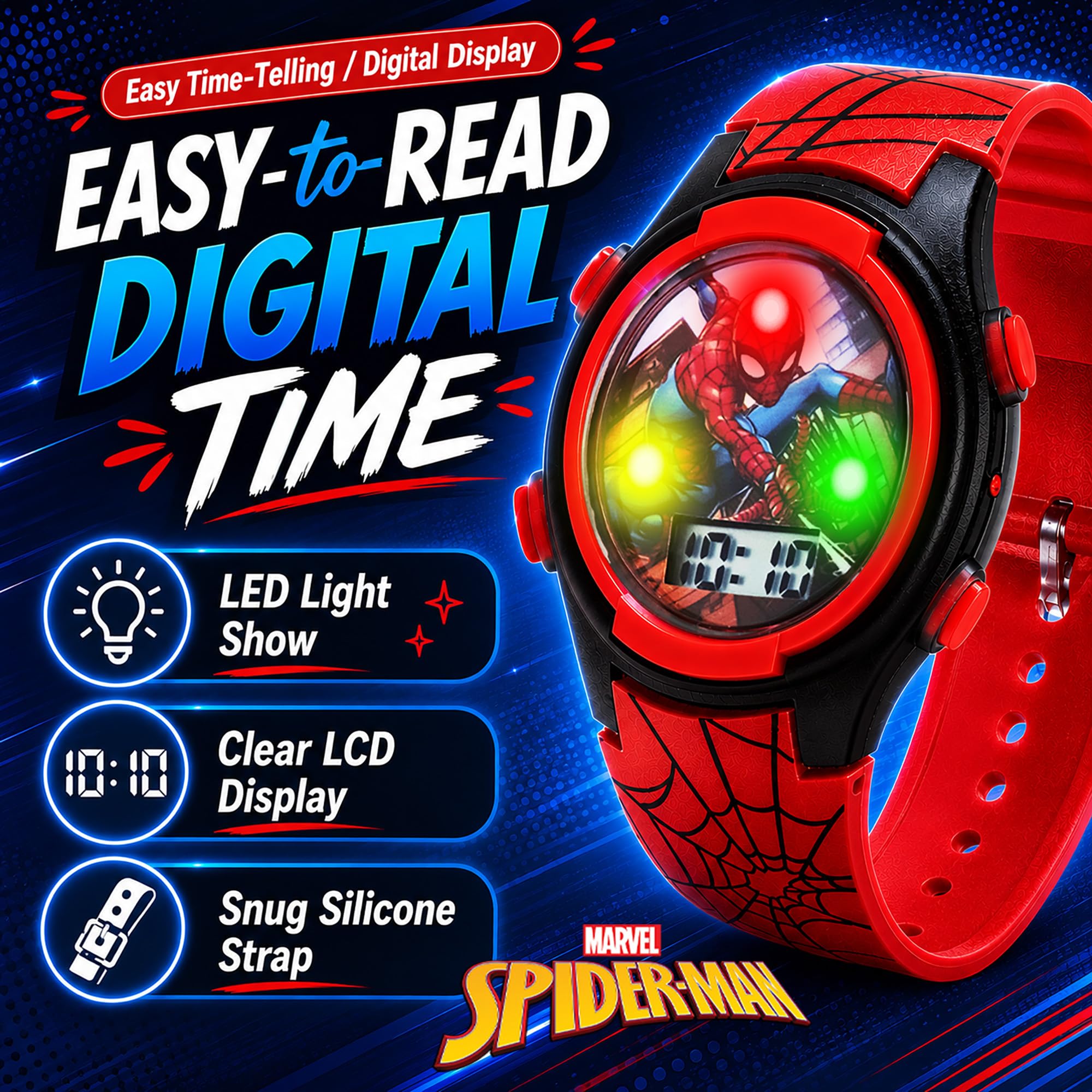 Accutime Marvel Spider-Man Kids Watches – Digital Display, Interactive - View 2