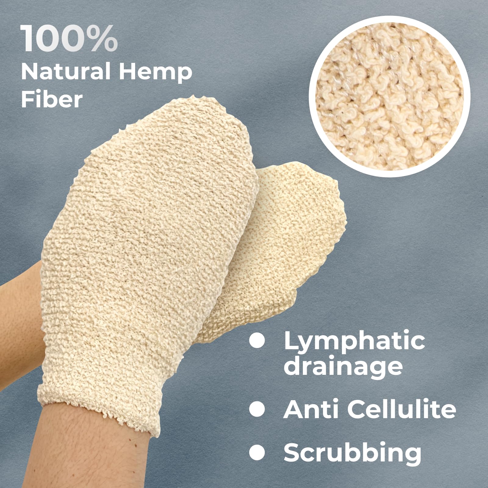 GUARD&MARINE Natural Shower Mitts - Hemp Bath Gloves for Skin Exfoliation - GUARD&MARINE Official Product View 5