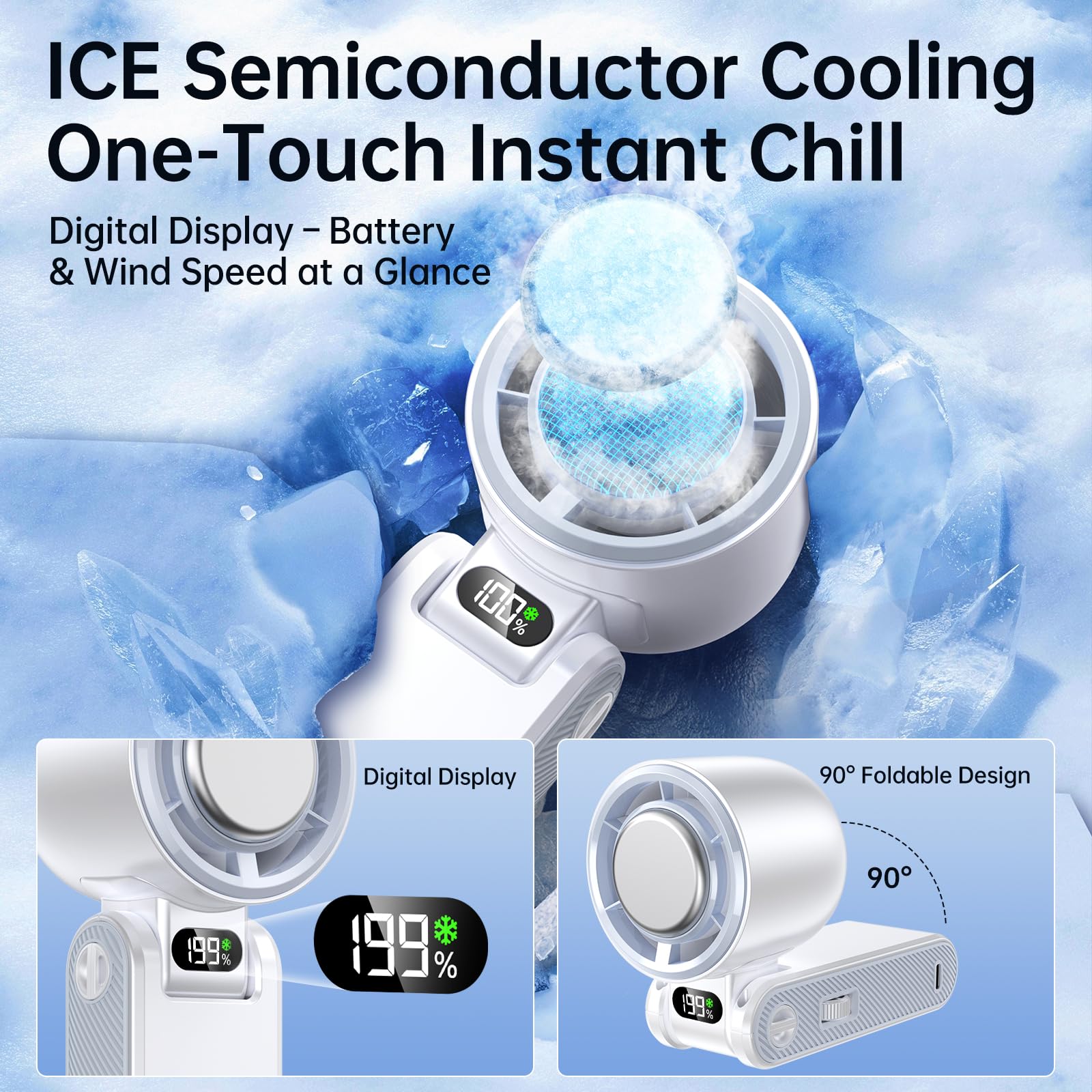 Coolhill Handheld Portable fan with Turbo Cooling 5500mAh 199 Spe by Coolhill - Angle View 4